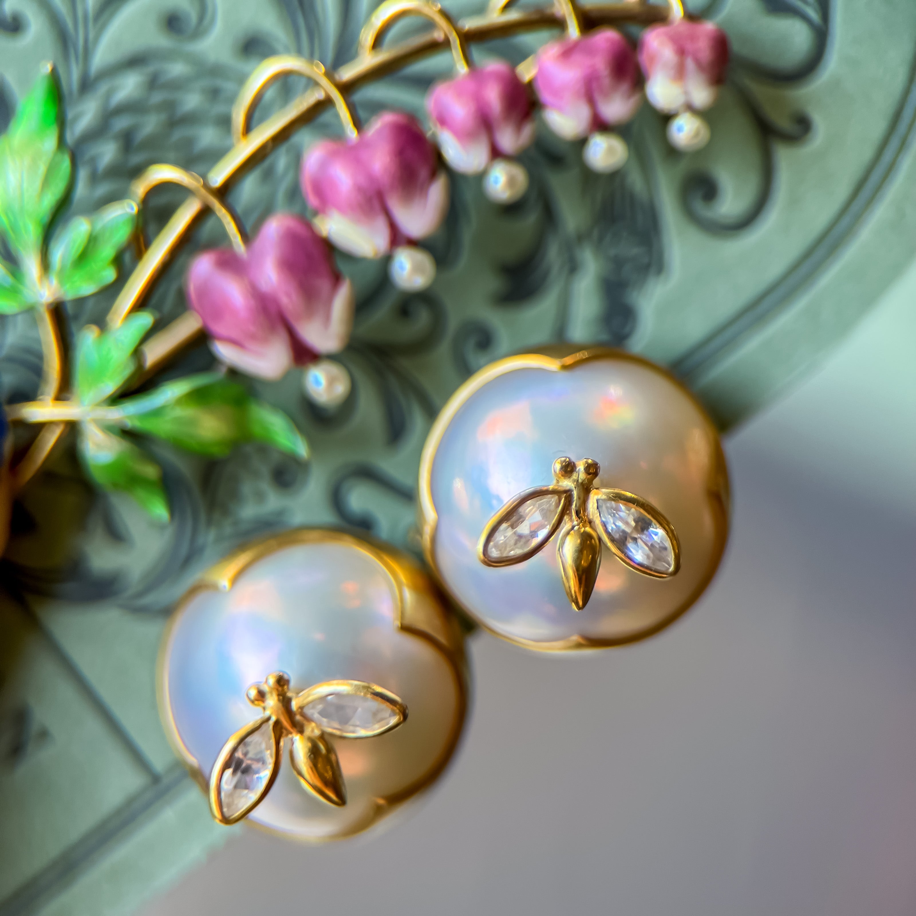 Gabriella Kiss 18K Mabe Pearl Fly Earrings