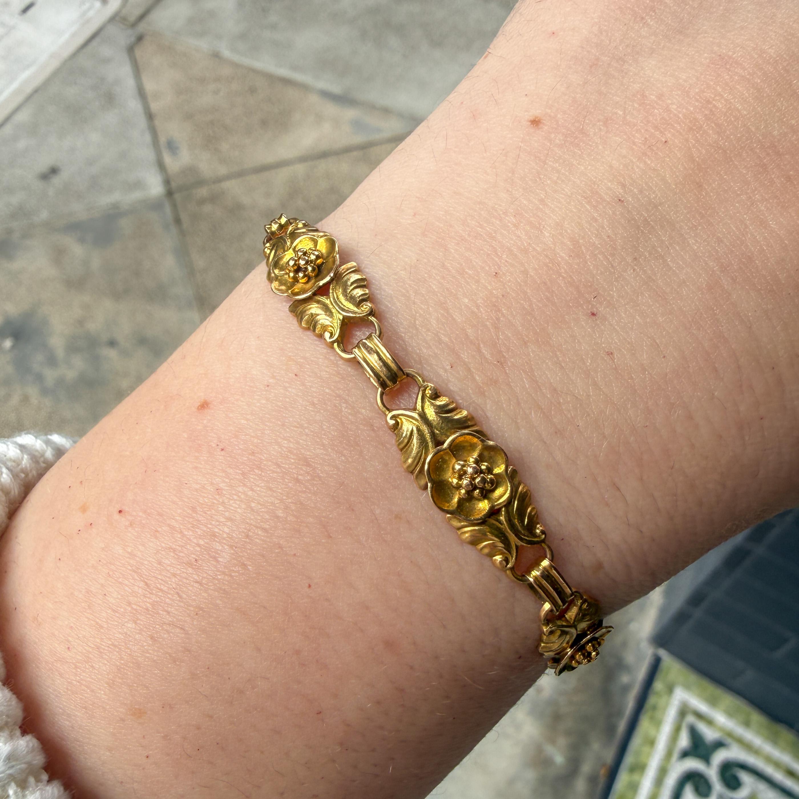 Early Georg Jensen Arts & Crafts 18K Floral Bracelet