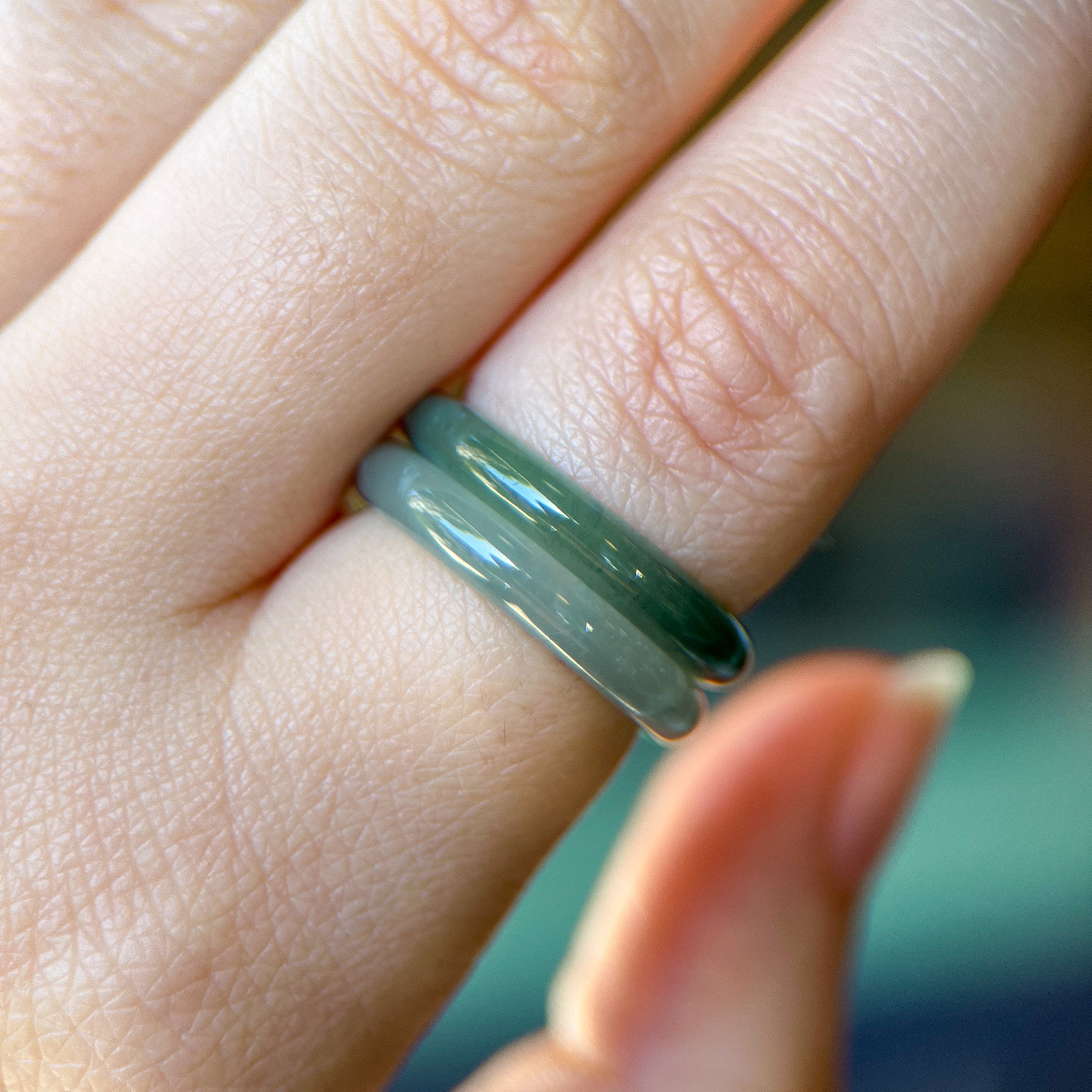 Thin Icy Light Blue-Green Natural Guatemalan Jade Band