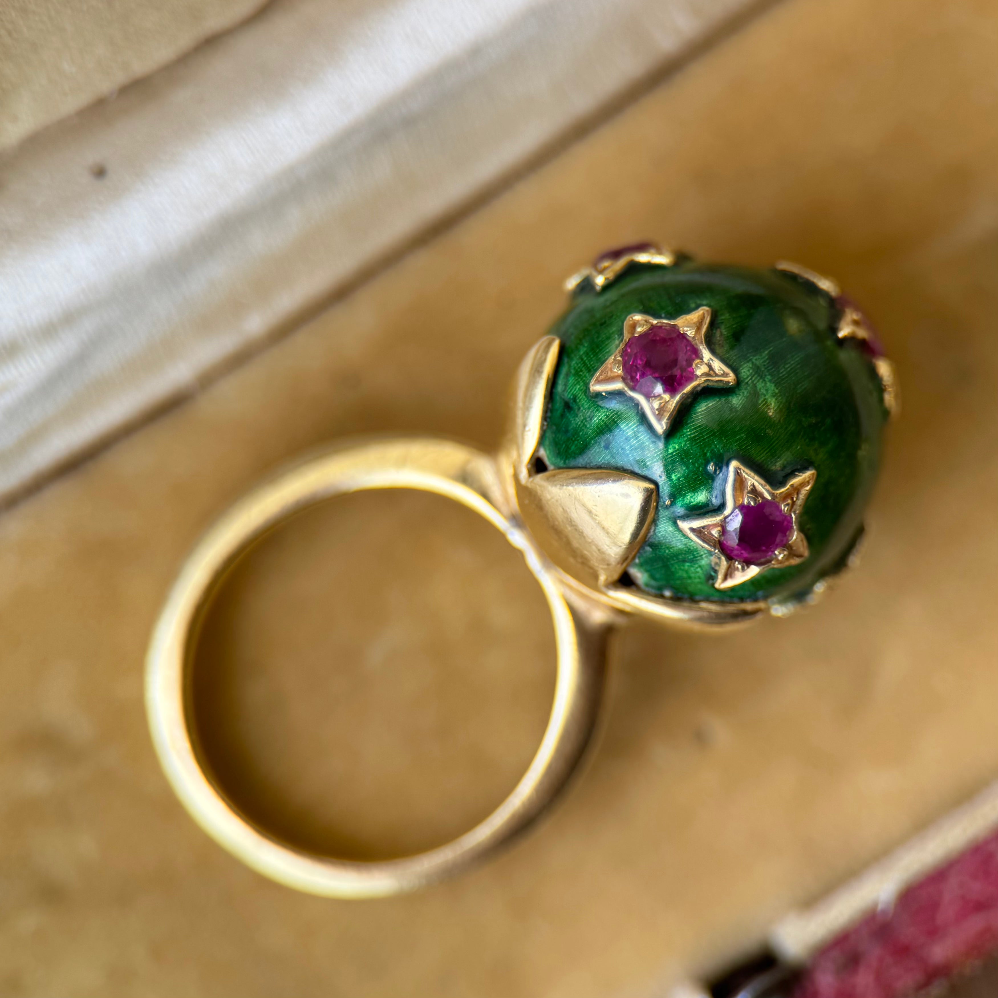 Ruby and Enamel Sphere Ring