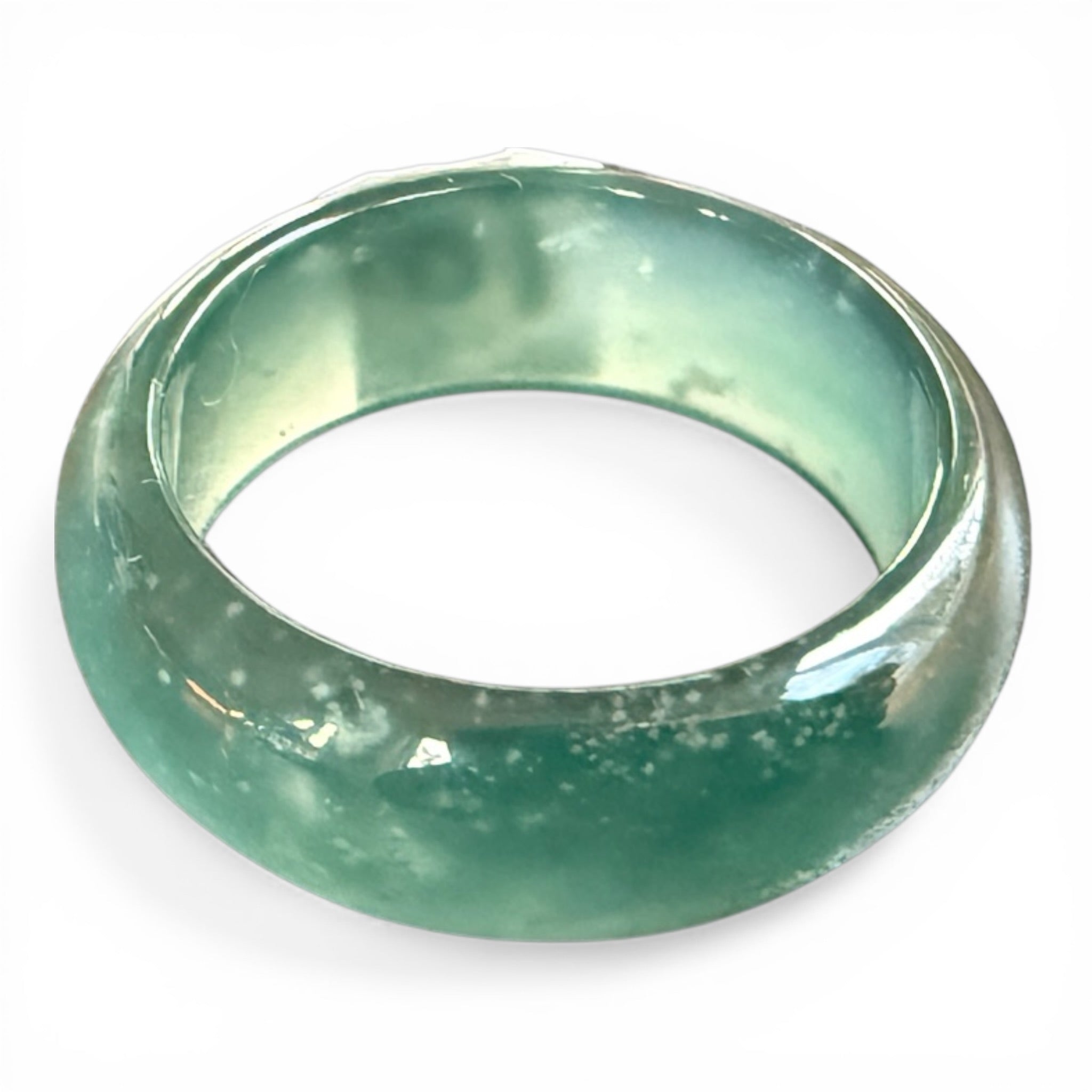 Dark Blue-Green Round Natural Guatemalan Jade Band
