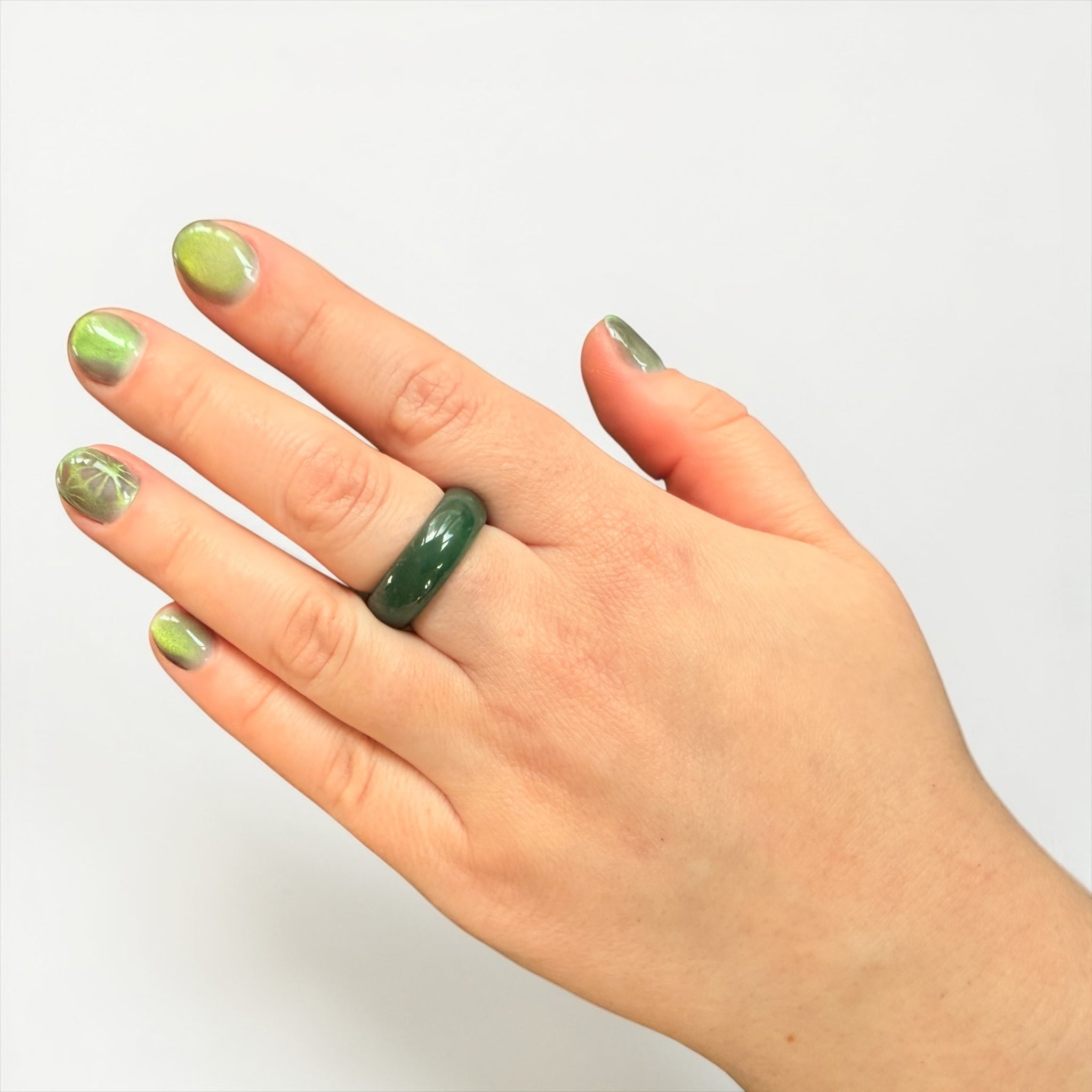 Dark Blue-Green Round Natural Guatemalan Jade Band