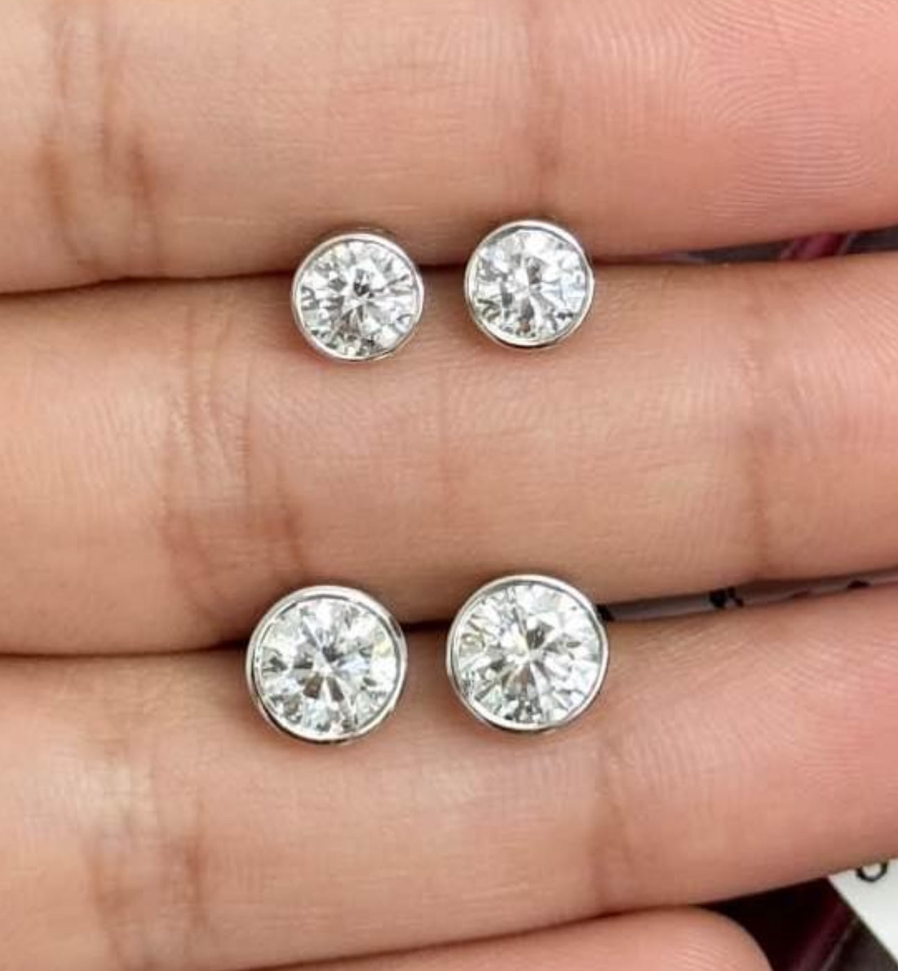 M & Co. Bezel Round Diamond Stud Earrings