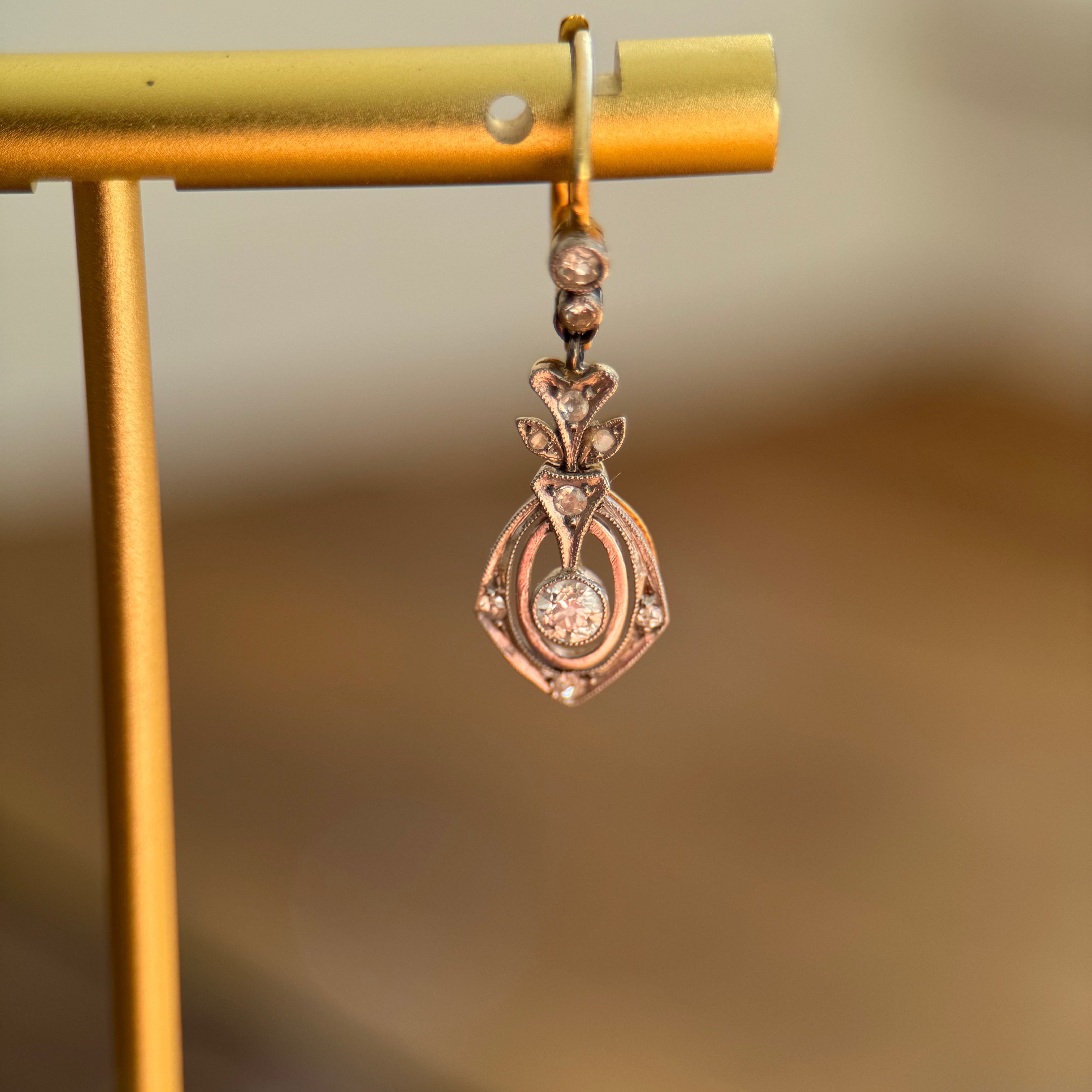 18k Edwardian Diamond Drop Earrings