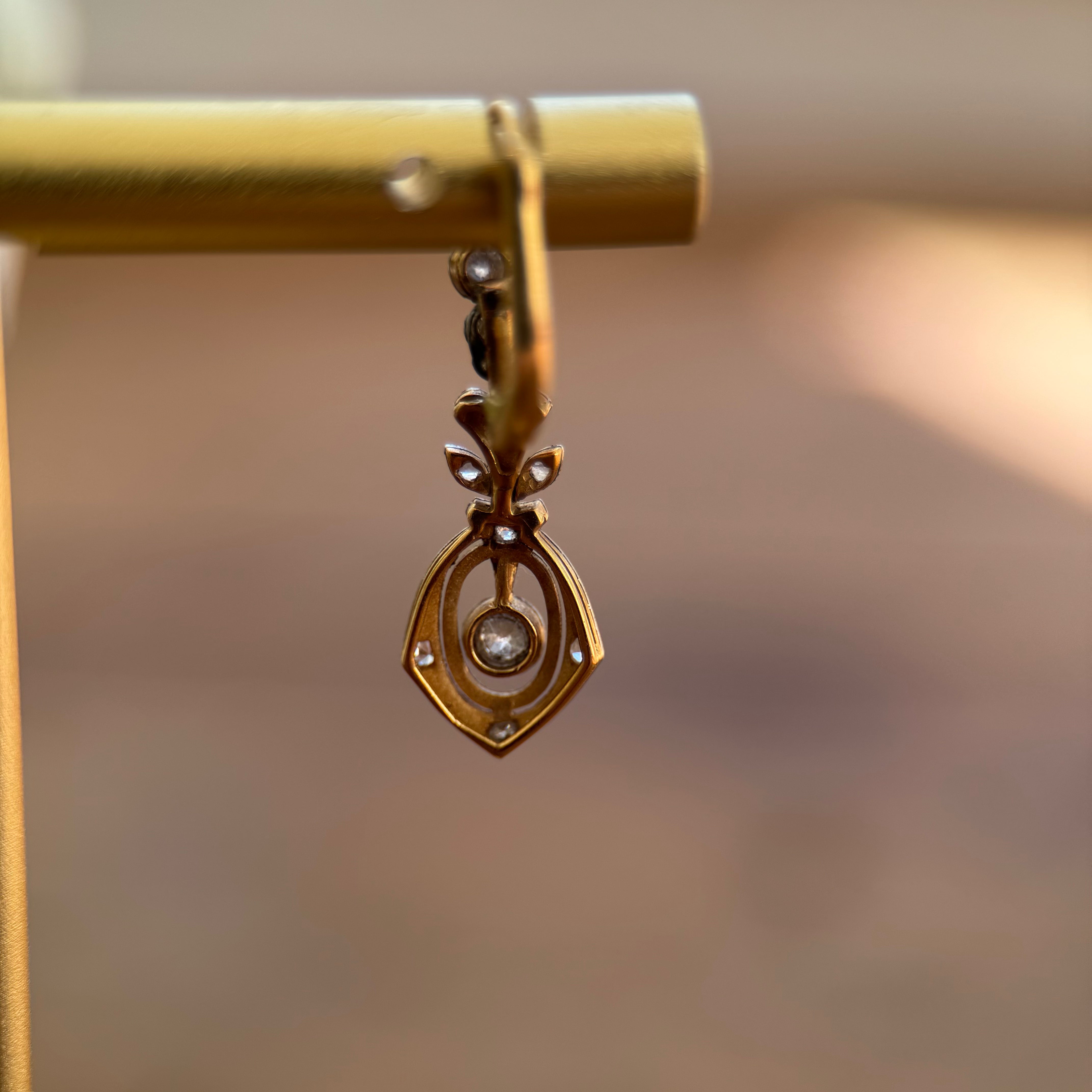 18k Edwardian Diamond Drop Earrings