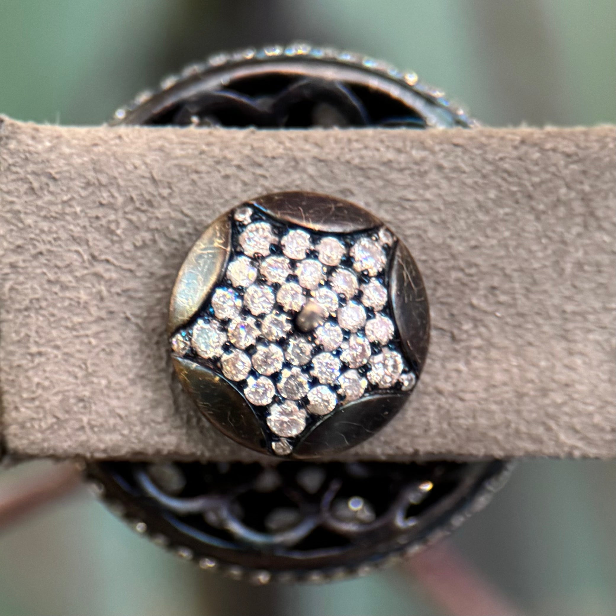 18K Blackened Gold Diamond Top Earrings