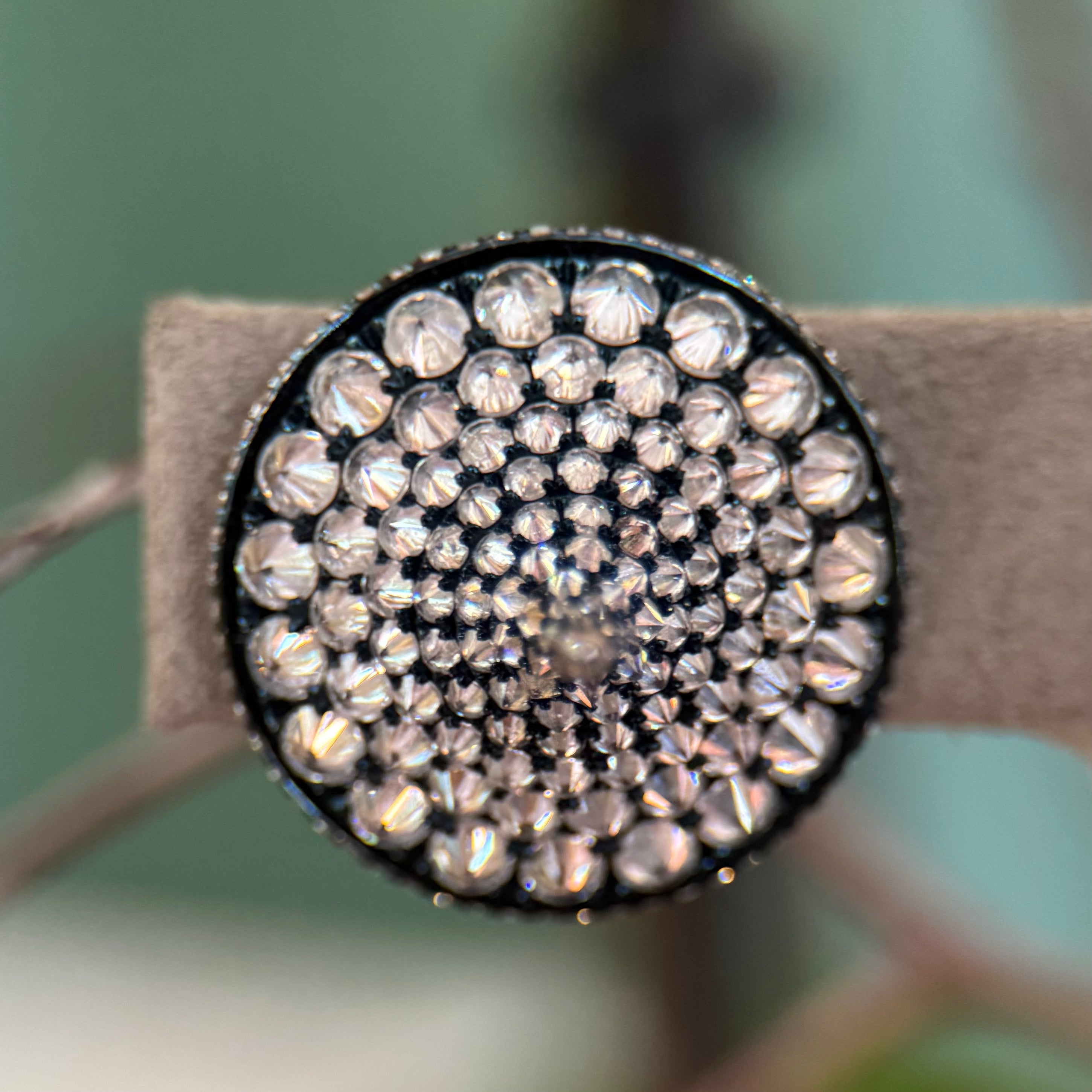 18K Blackened Gold Diamond Top Earrings