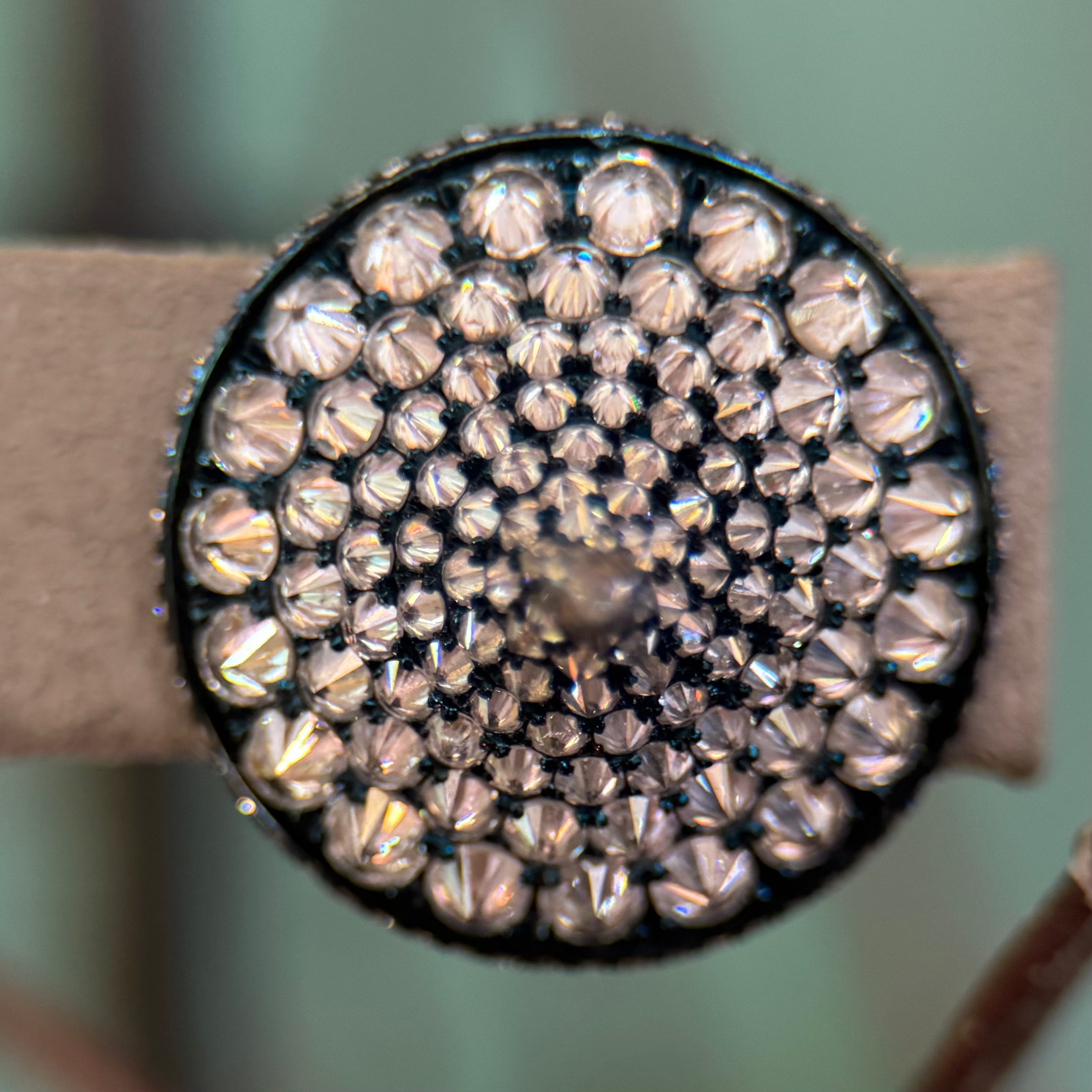 18K Blackened Gold Diamond Top Earrings