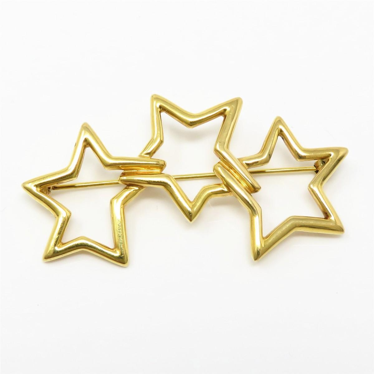 Vintage Tiffany & Co. 18K Gold Interlocking Three Star Brooch