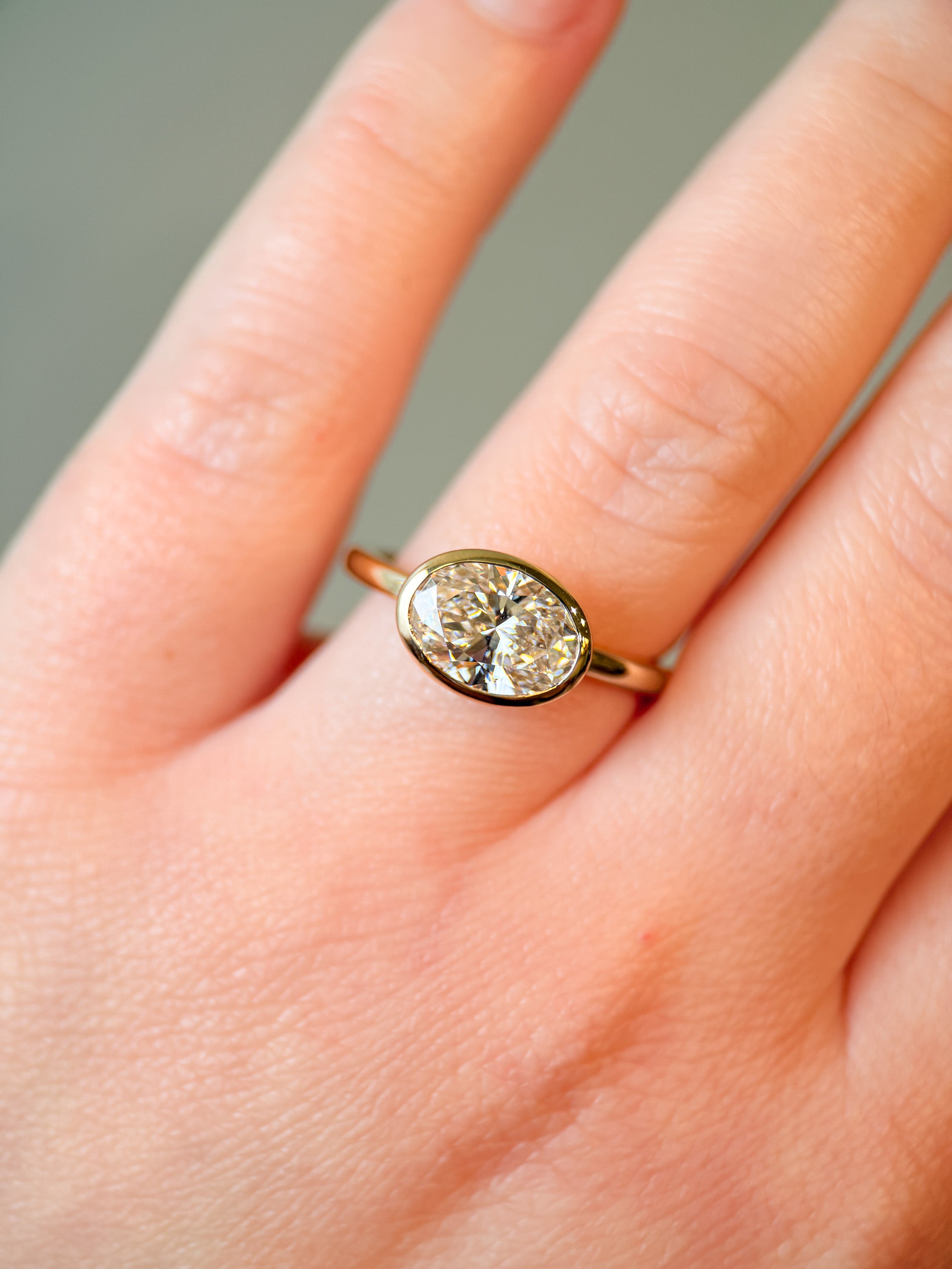 3ct East West Oval Lab Grown Diamond Bezel Ring