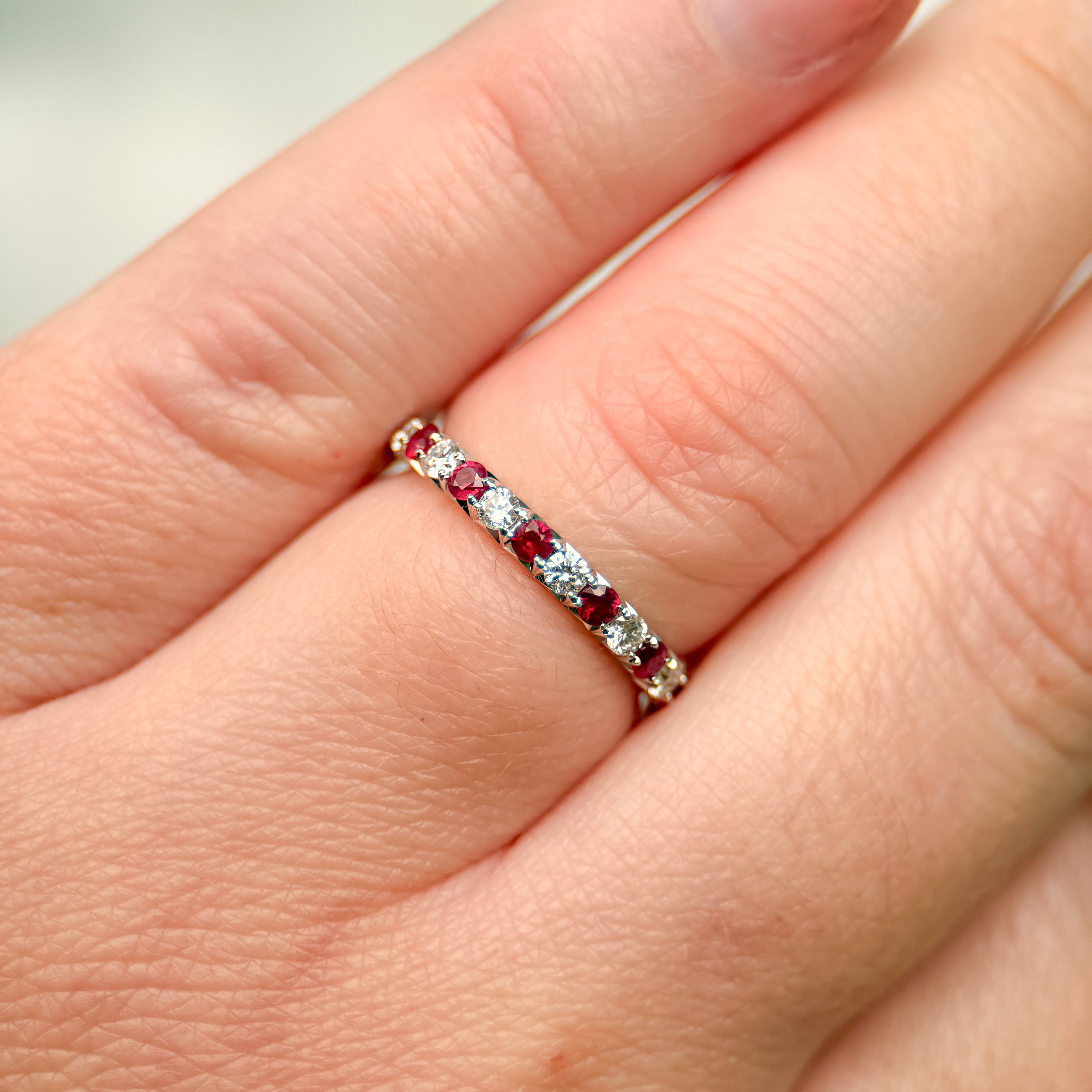 Ruby & Diamond Half-Eternity Band Ring