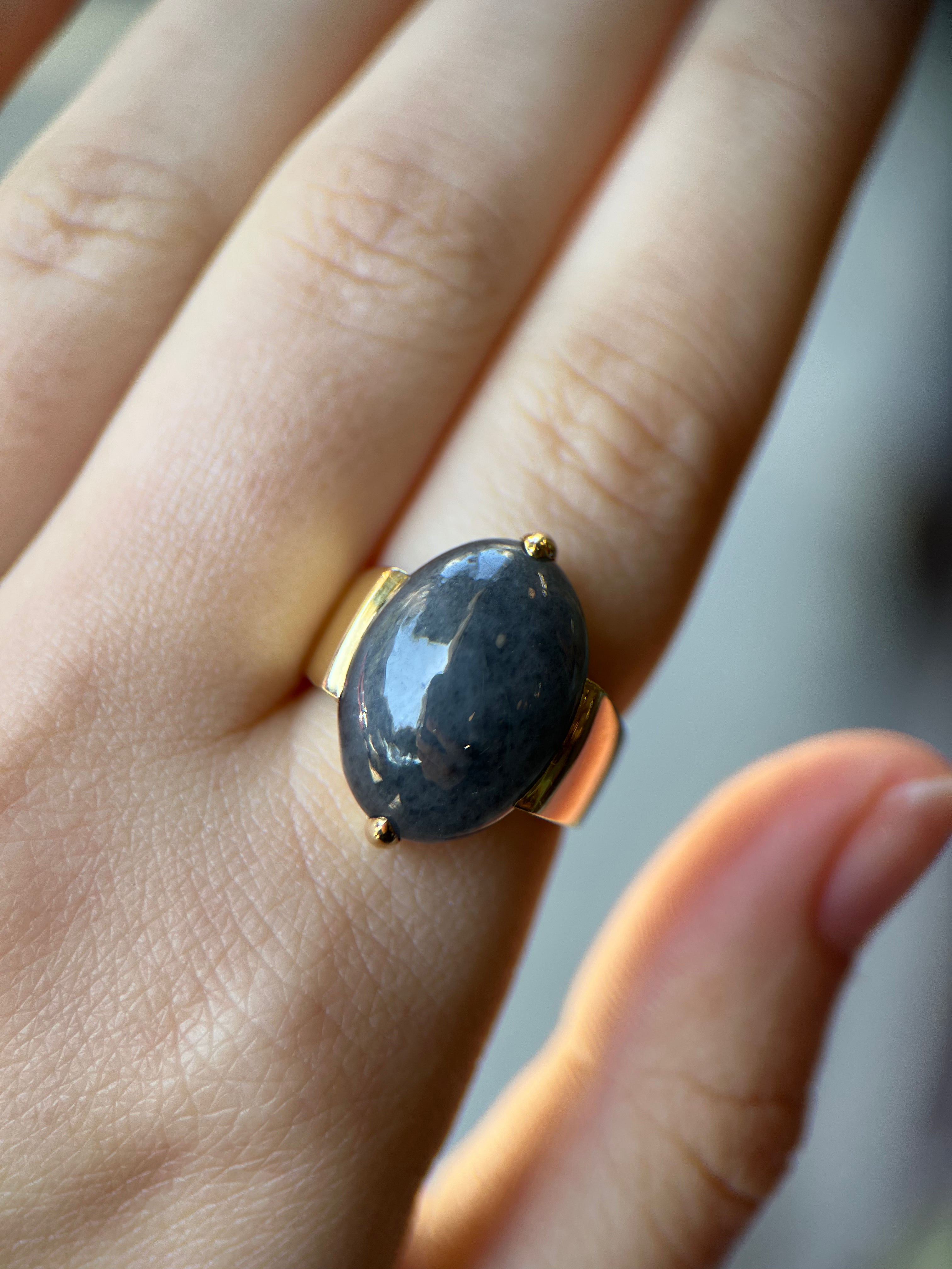 Vintage Gump's Ink Jade Ring
