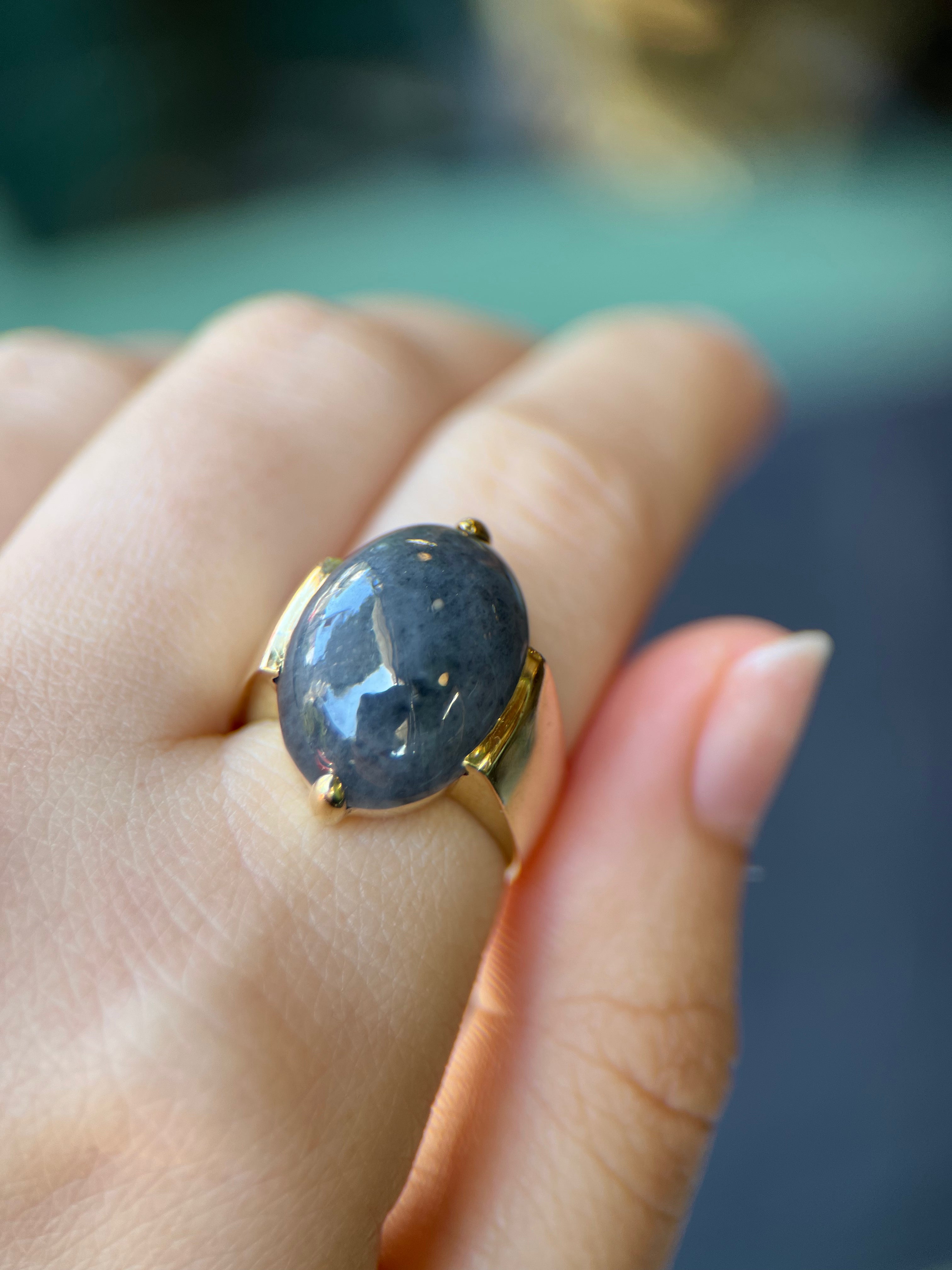 Vintage Gump's Ink Jade Ring