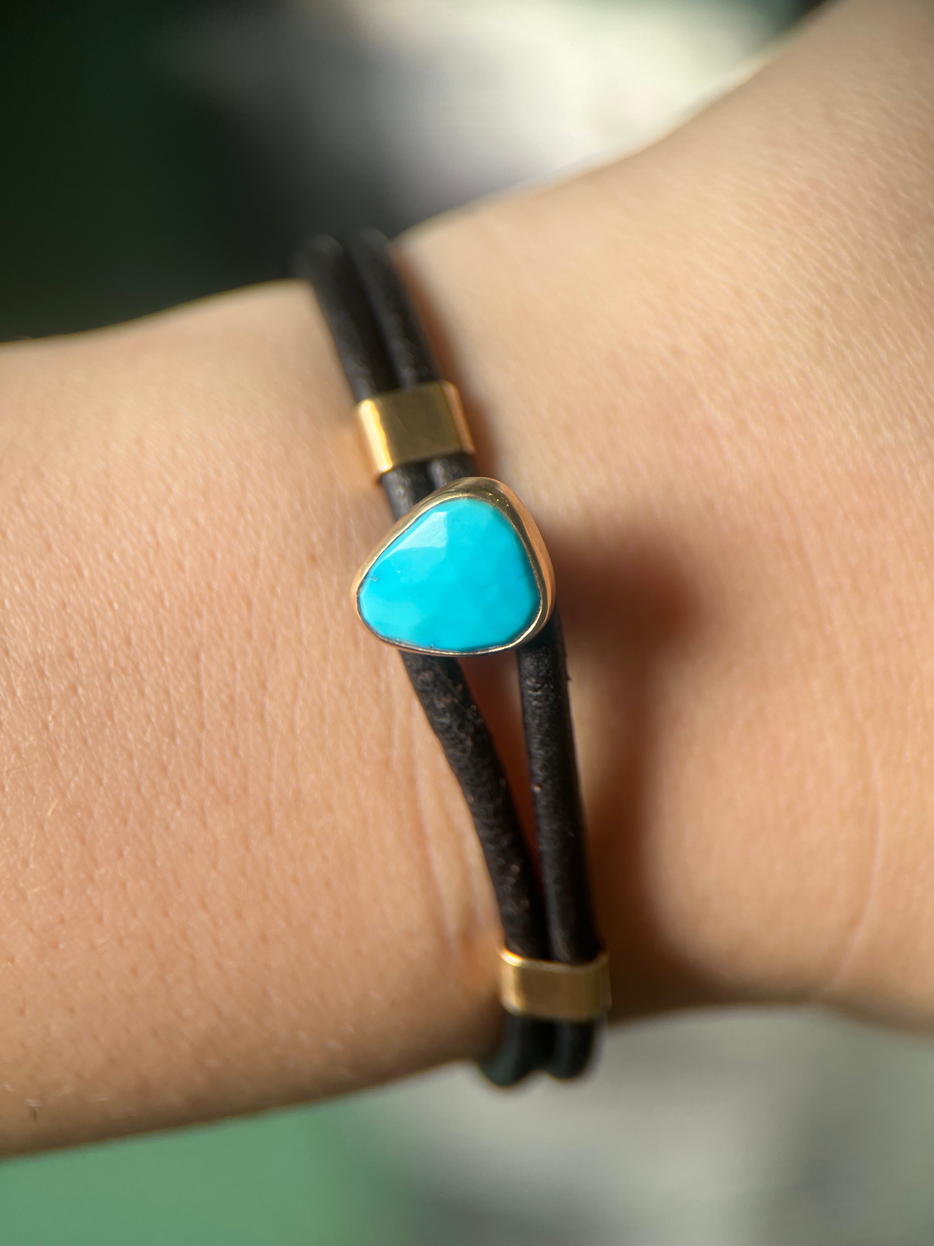 Turquoise & Leather Cord Bracelet