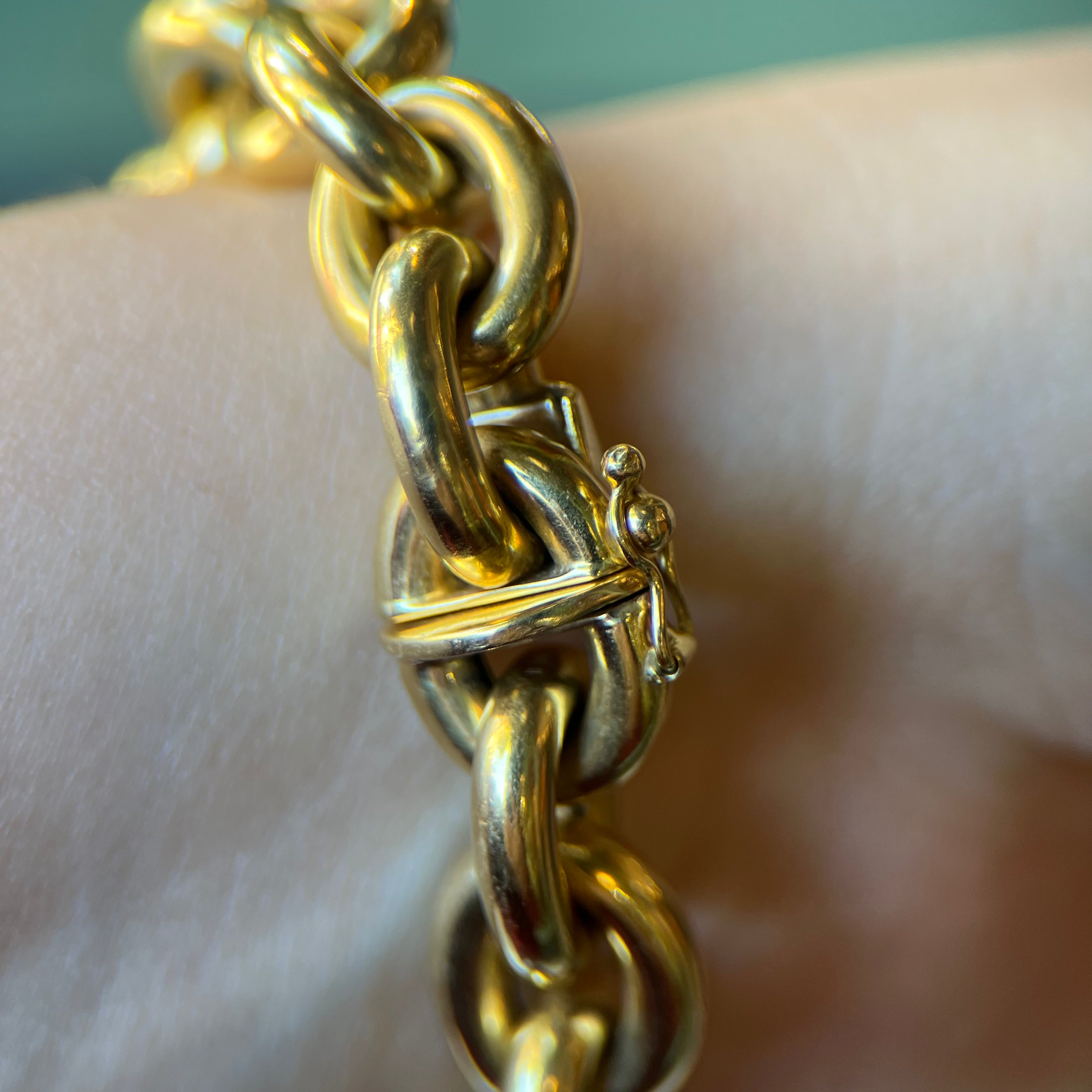 Vintage 18K Italian Cable Rolo Chain Bracelet