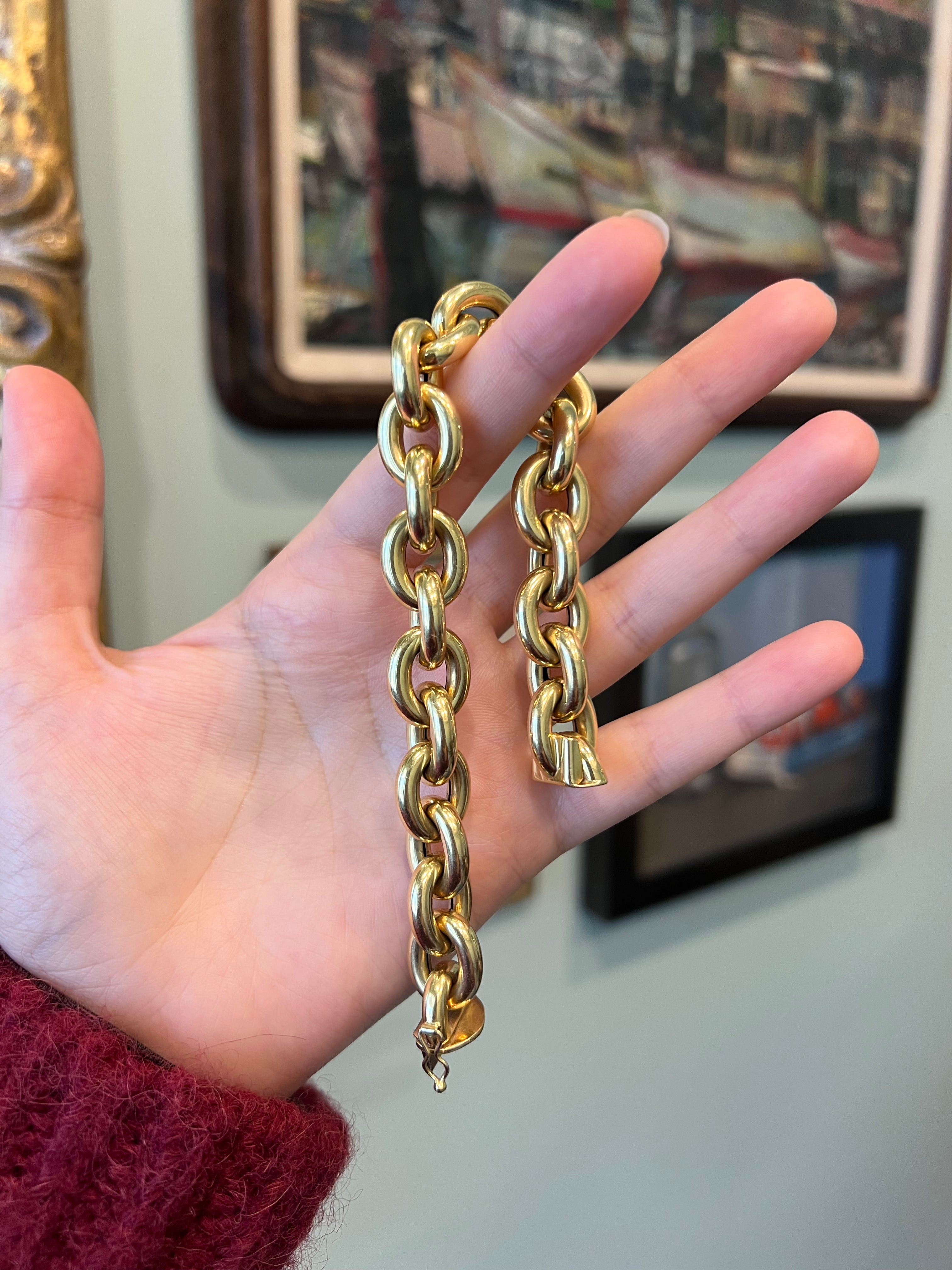 Vintage 18K Italian Cable Rolo Chain Bracelet