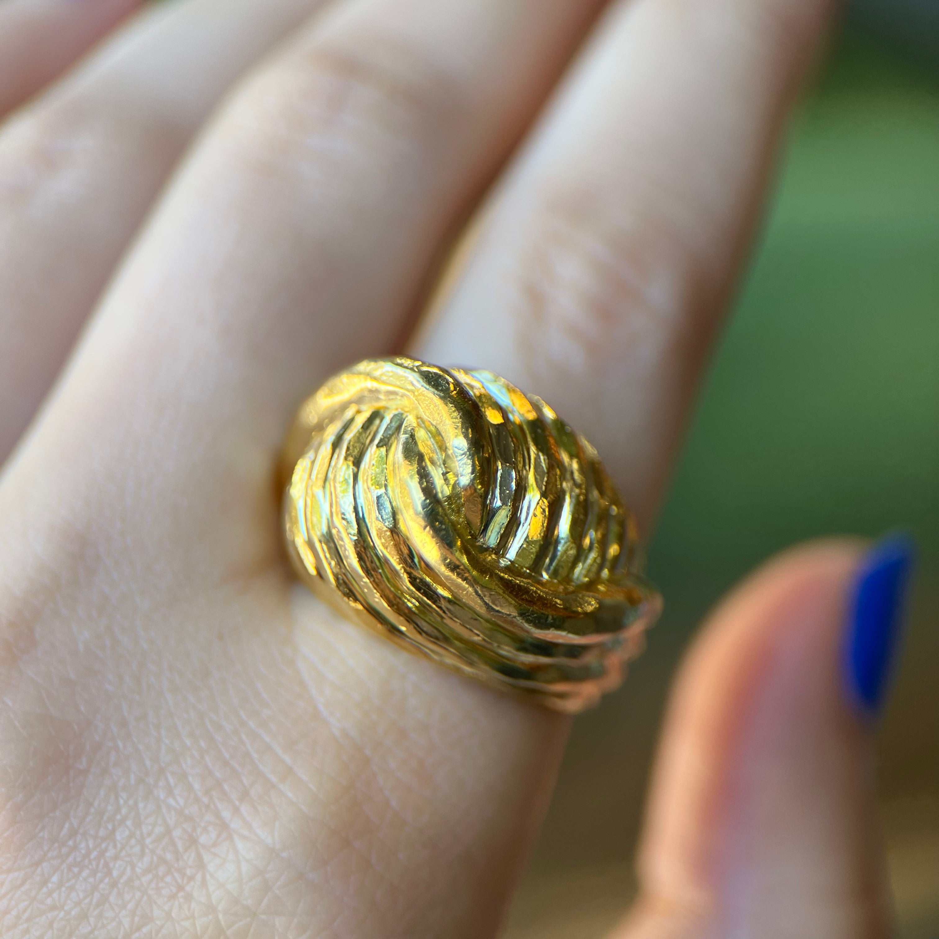 Henry Dunay Hammered 18K Yellow Gold Twisted Knot Ring