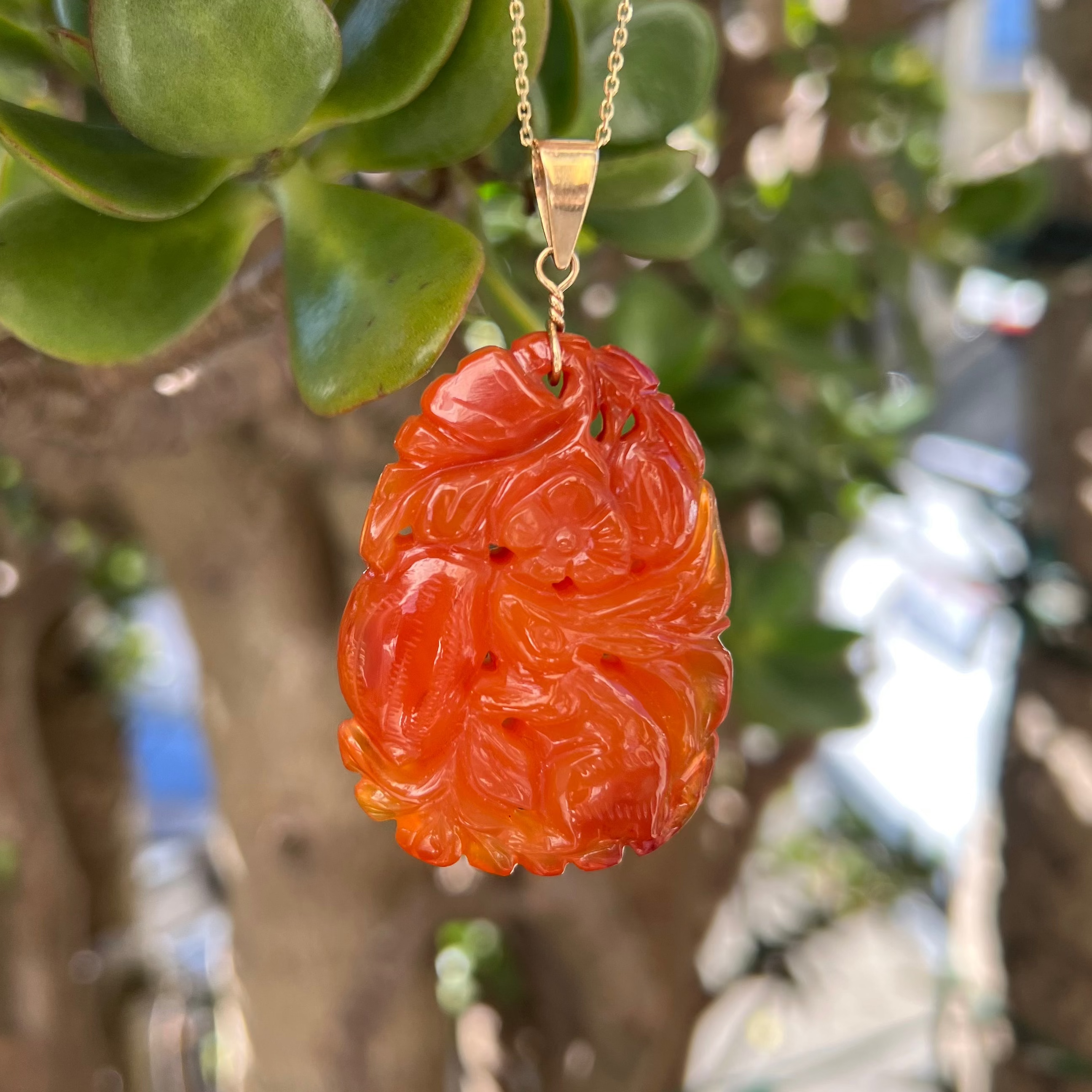 Gump's Carved Carnelian Pendant