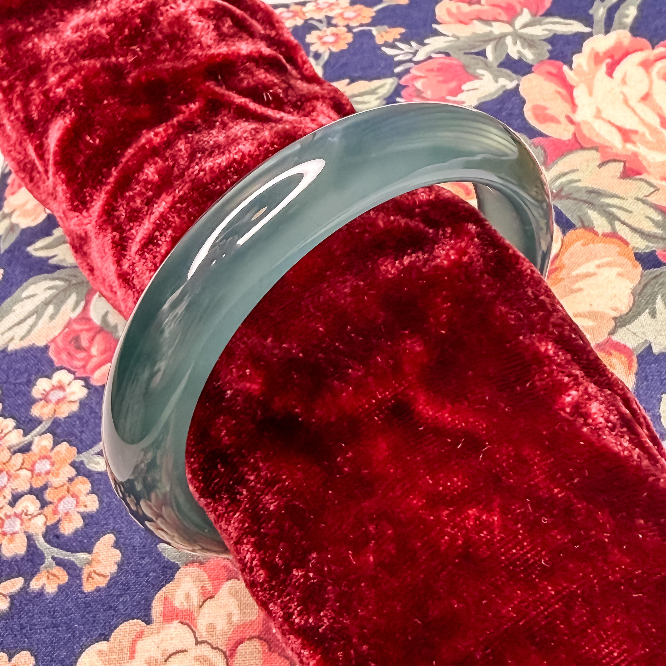 Translucent Ice Blue-Green Guatemalan Jadeite Jade Bangle