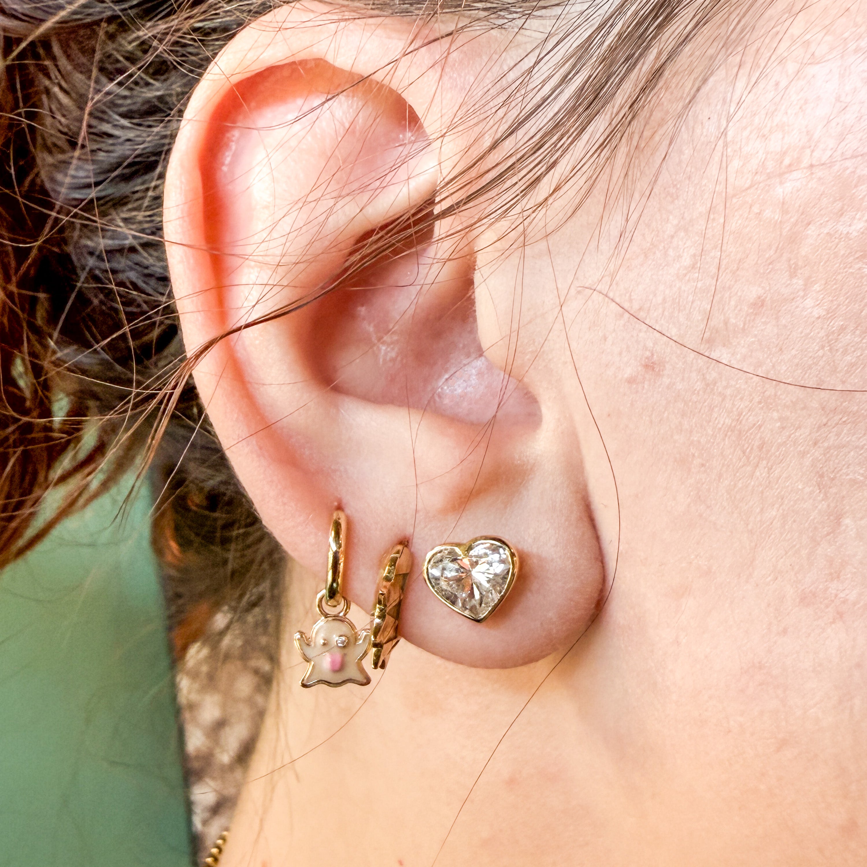 Bezel Heart Shape Lab Diamond Stud Earrings