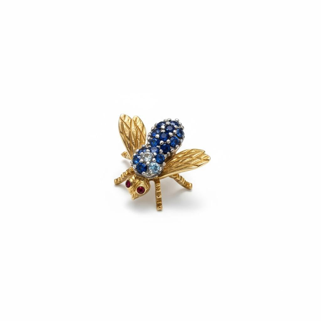 Herbert Rosenthal Bee Brooch with Sapphires Diamonds & Rubies
