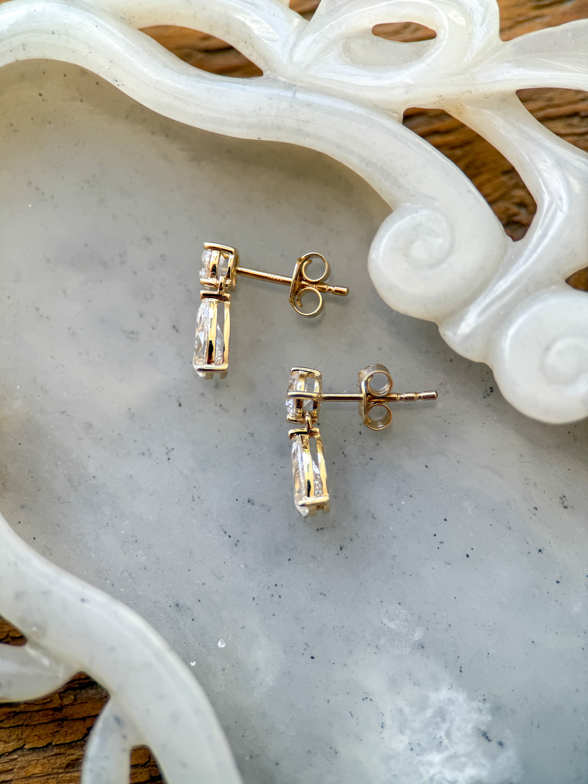 M & Co. Lab Grown Diamond Round & Pear Drop Earrings