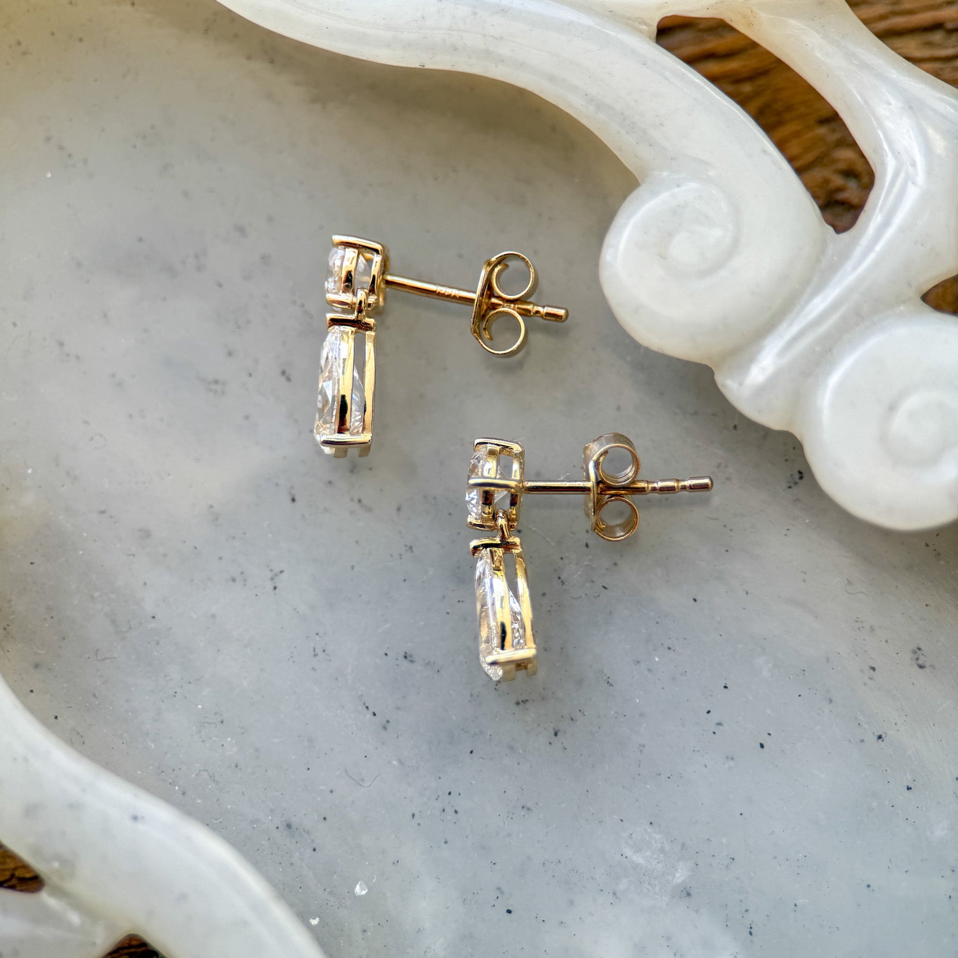 Round & Pear Lab Diamond Drop Earrings