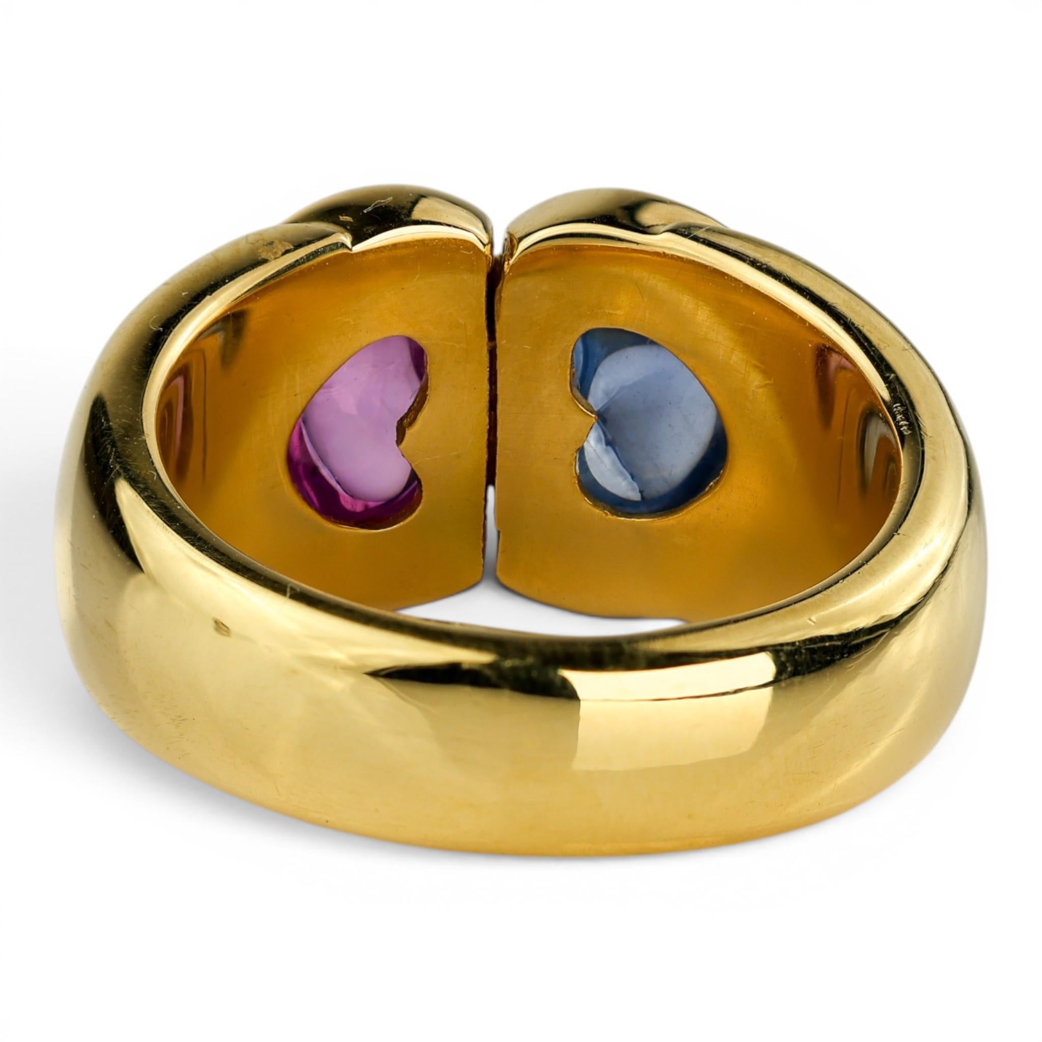 Vintage 18K Heart Cabochon Sapphire Toi et Moi Ring