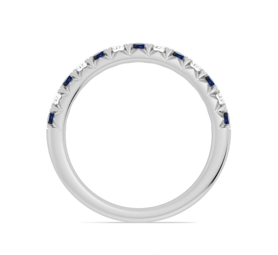 Alternating Sapphire & Diamond Half-Eternity Band Ring