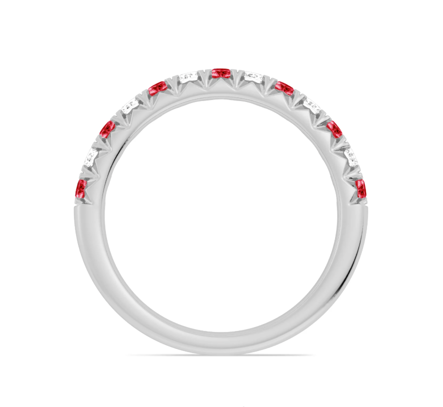 Ruby & Diamond Half-Eternity Band Ring