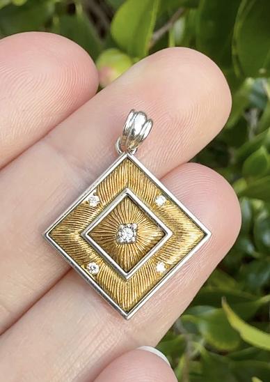 Gianmaria Buccellati 18k Gold Diamond Pendant Necklace Charm