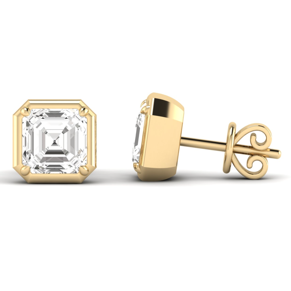 Asscher Lab Diamond Collet Studs
