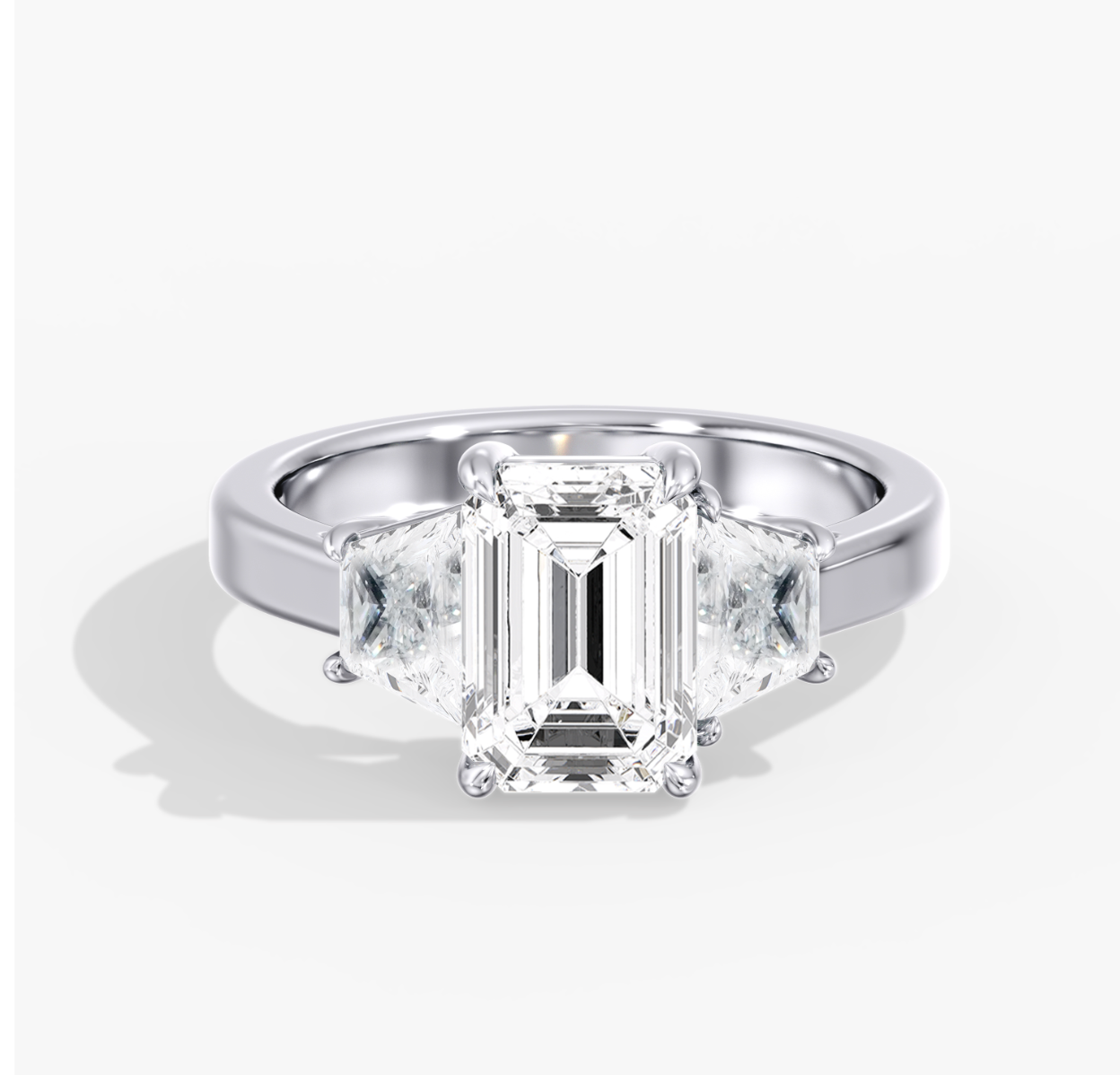 3 Ct Emerald Cut Lab Diamond Engagement Ring with Cadillac Accents