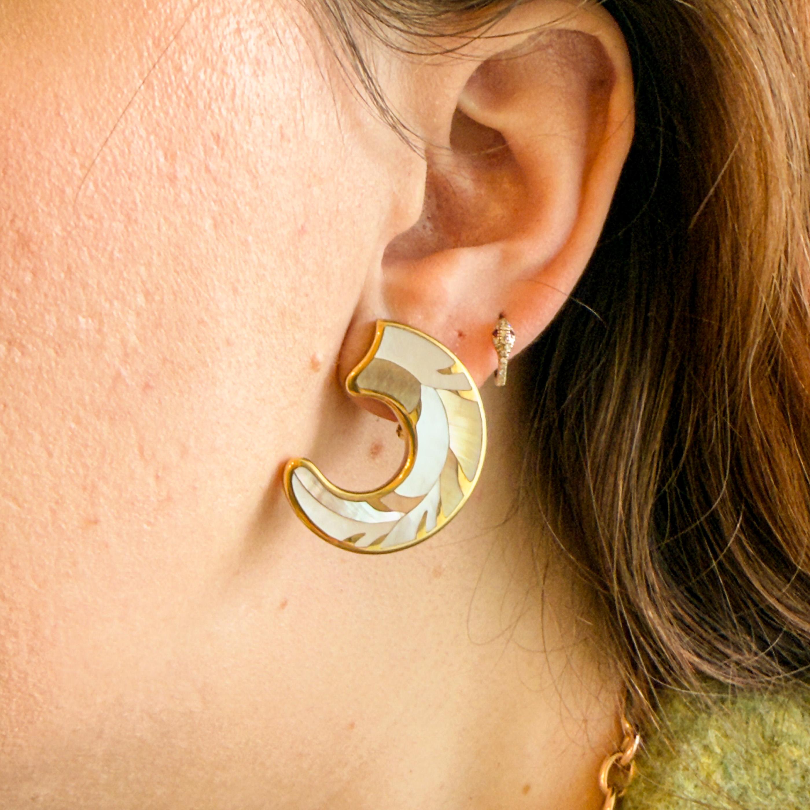 Tiffany & Co. Angela Cummings Mother of Pearl Inlay Feather Earrings