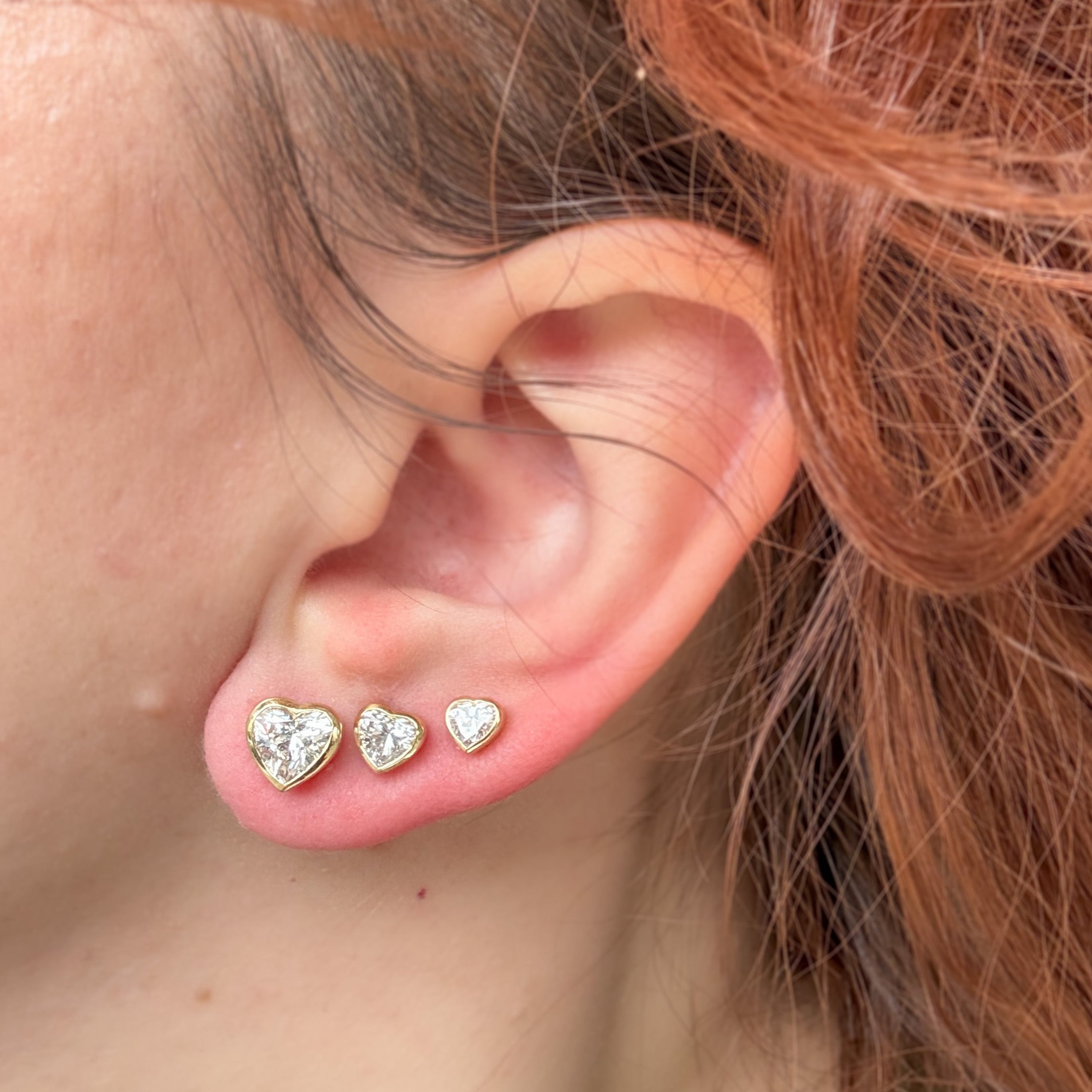 Bezel Heart Shape Lab Diamond Stud Earrings