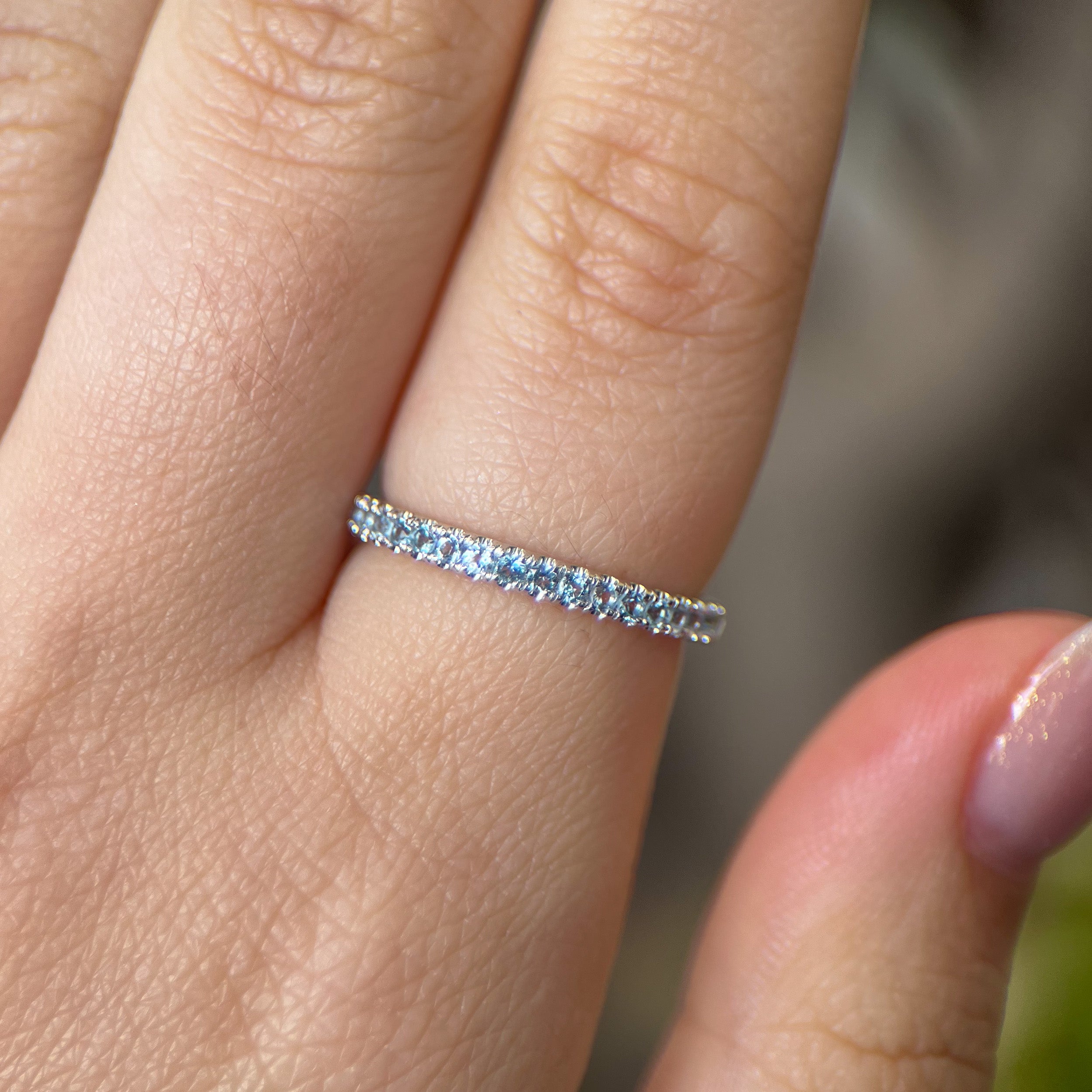 Aquamarine Pavé Half-Eternity Band