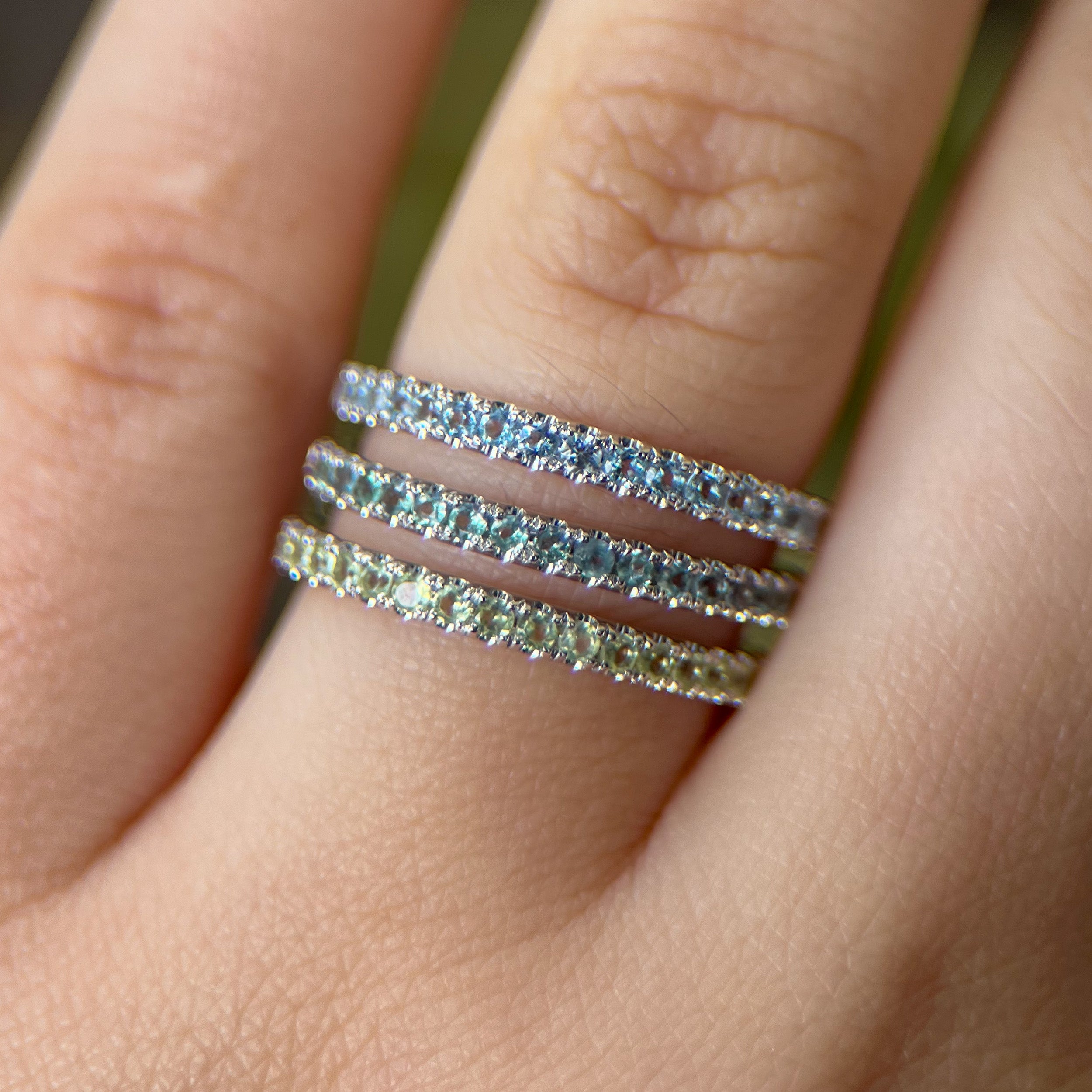 Aquamarine Pavé Half-Eternity Band
