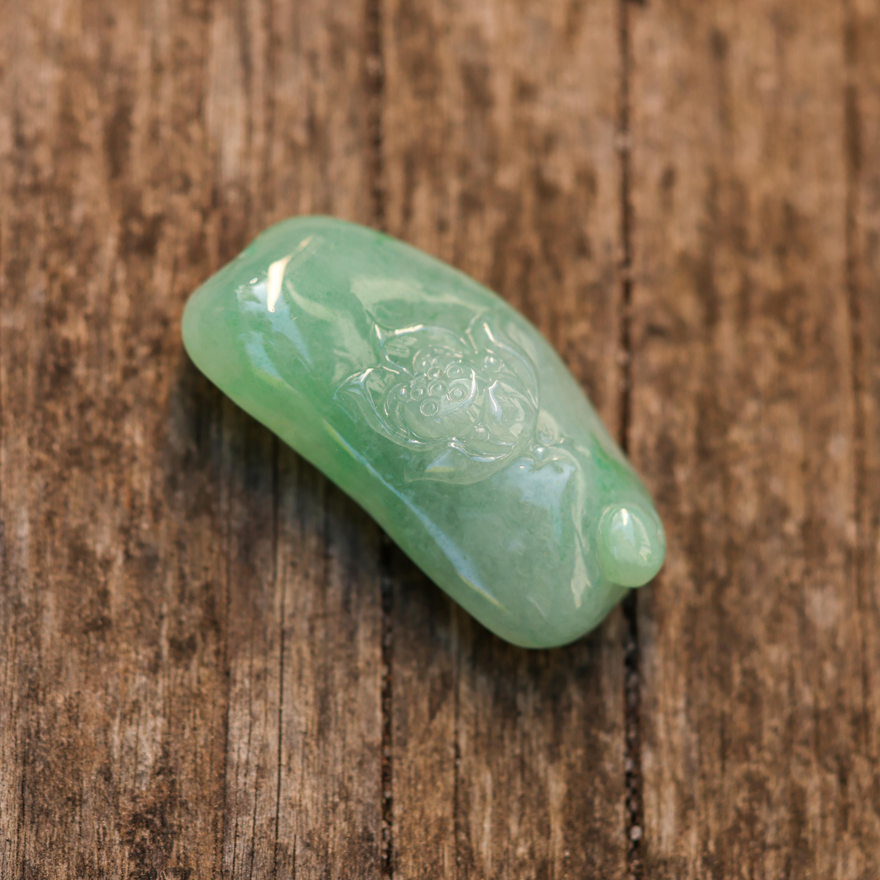 Green Jade Lotus Carved Pendant