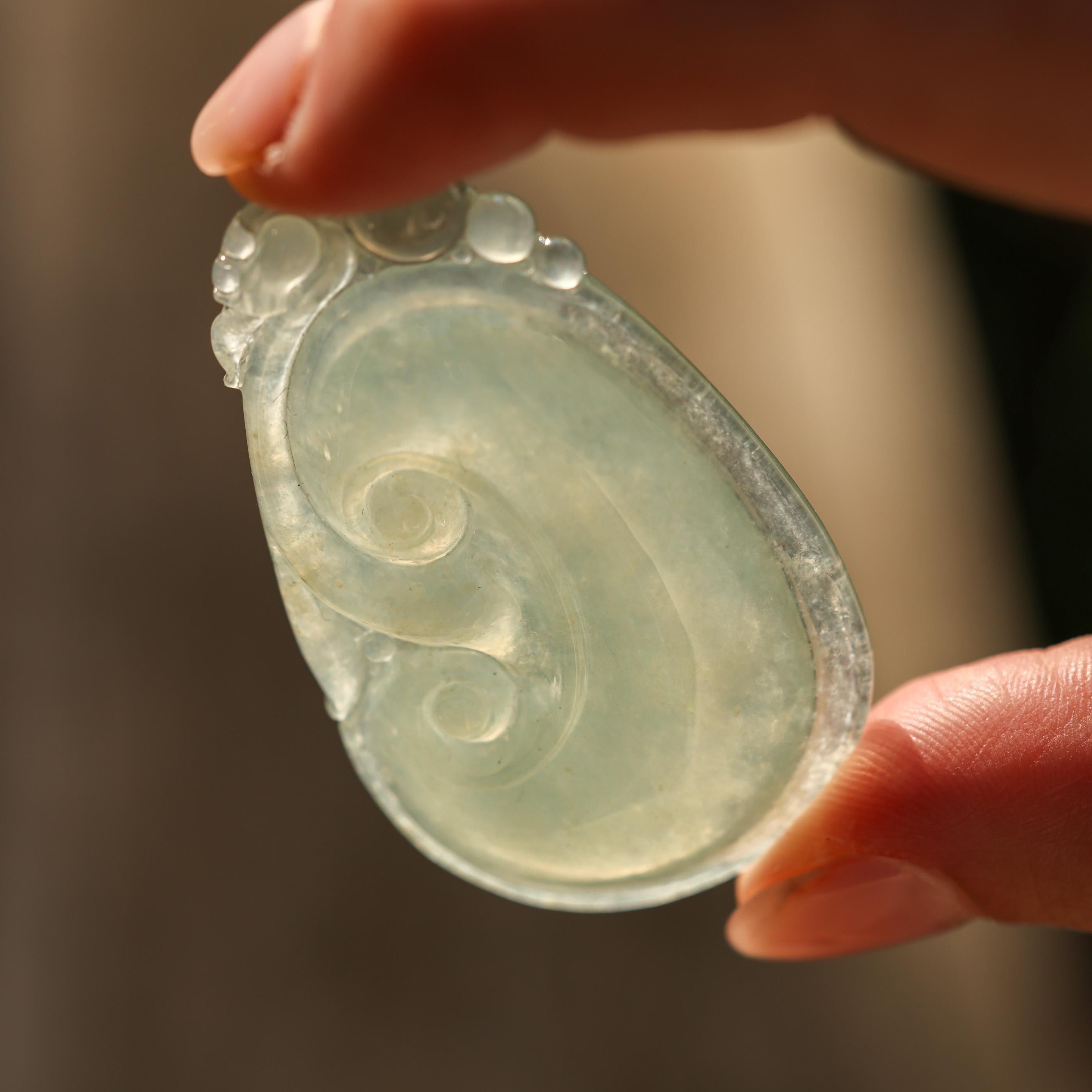 Light Green Jade Lingzhi Carving