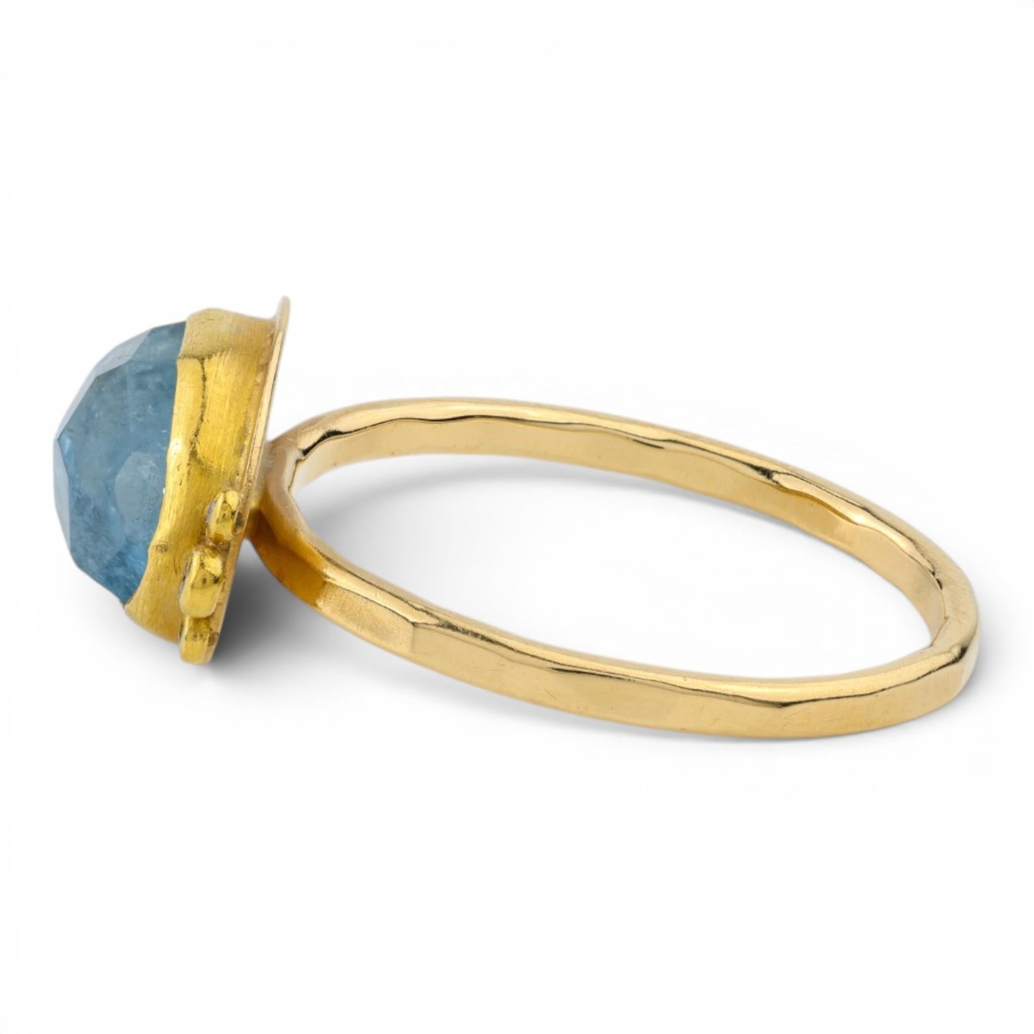 Modern Rose Cut Aquamarine & Diamond Ring