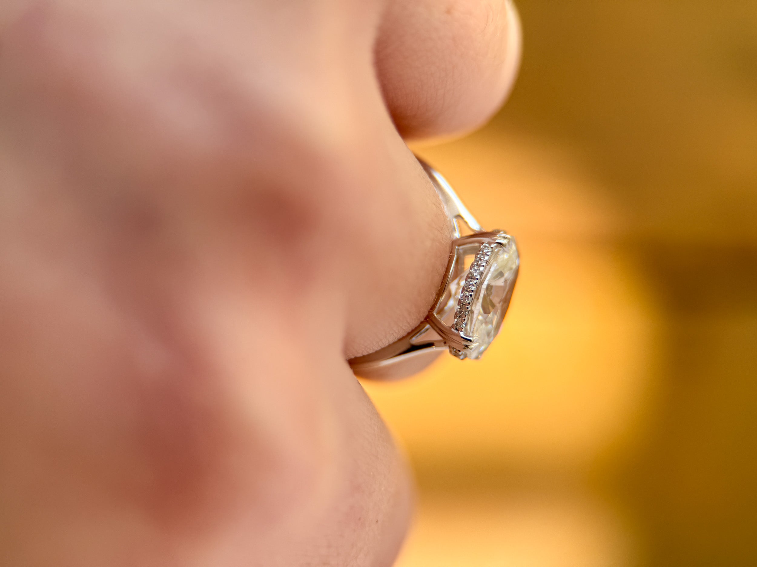 M & Co. East-West Oval Diamond Engagement Ring