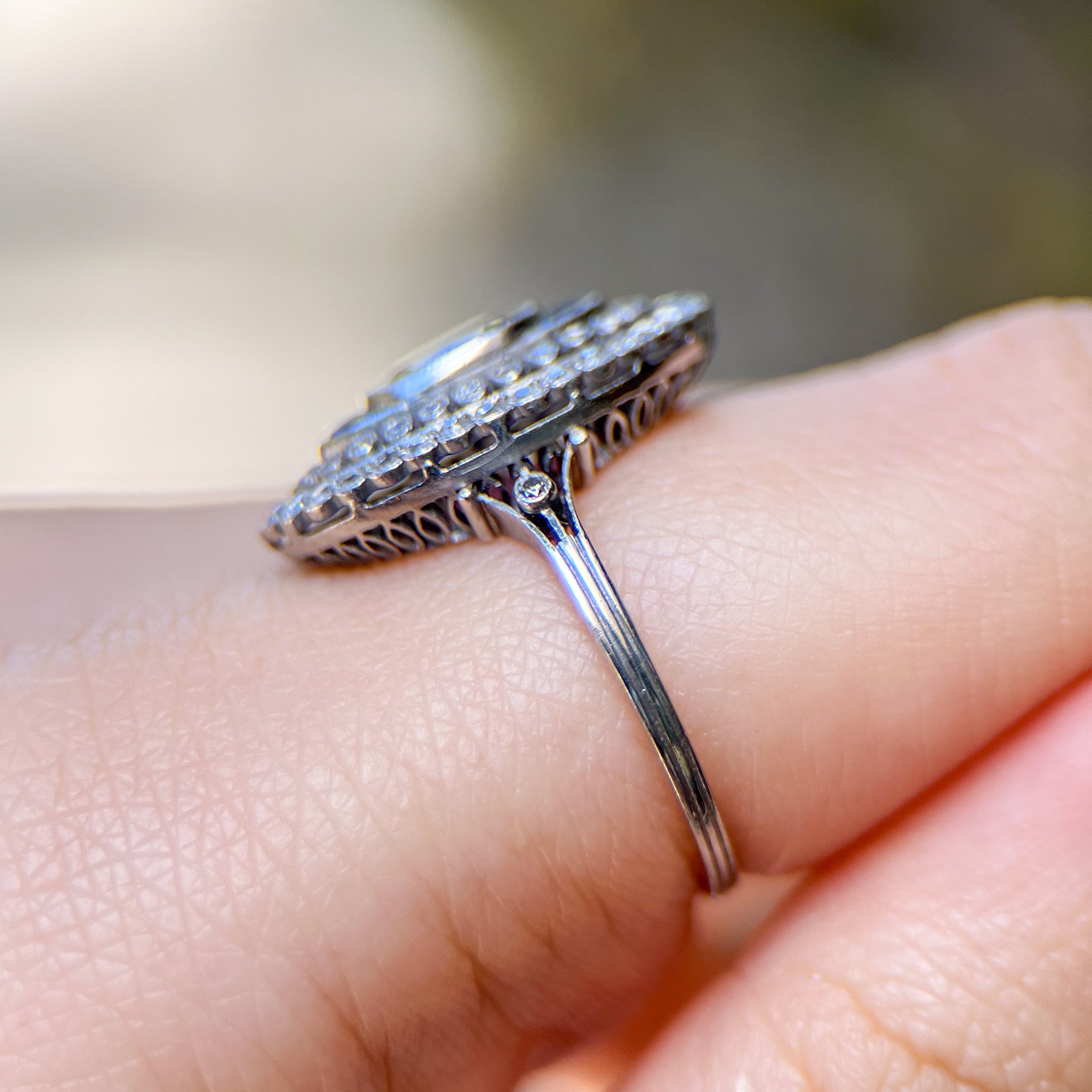 Edwardian Sapphire & Diamond Platinum Ring