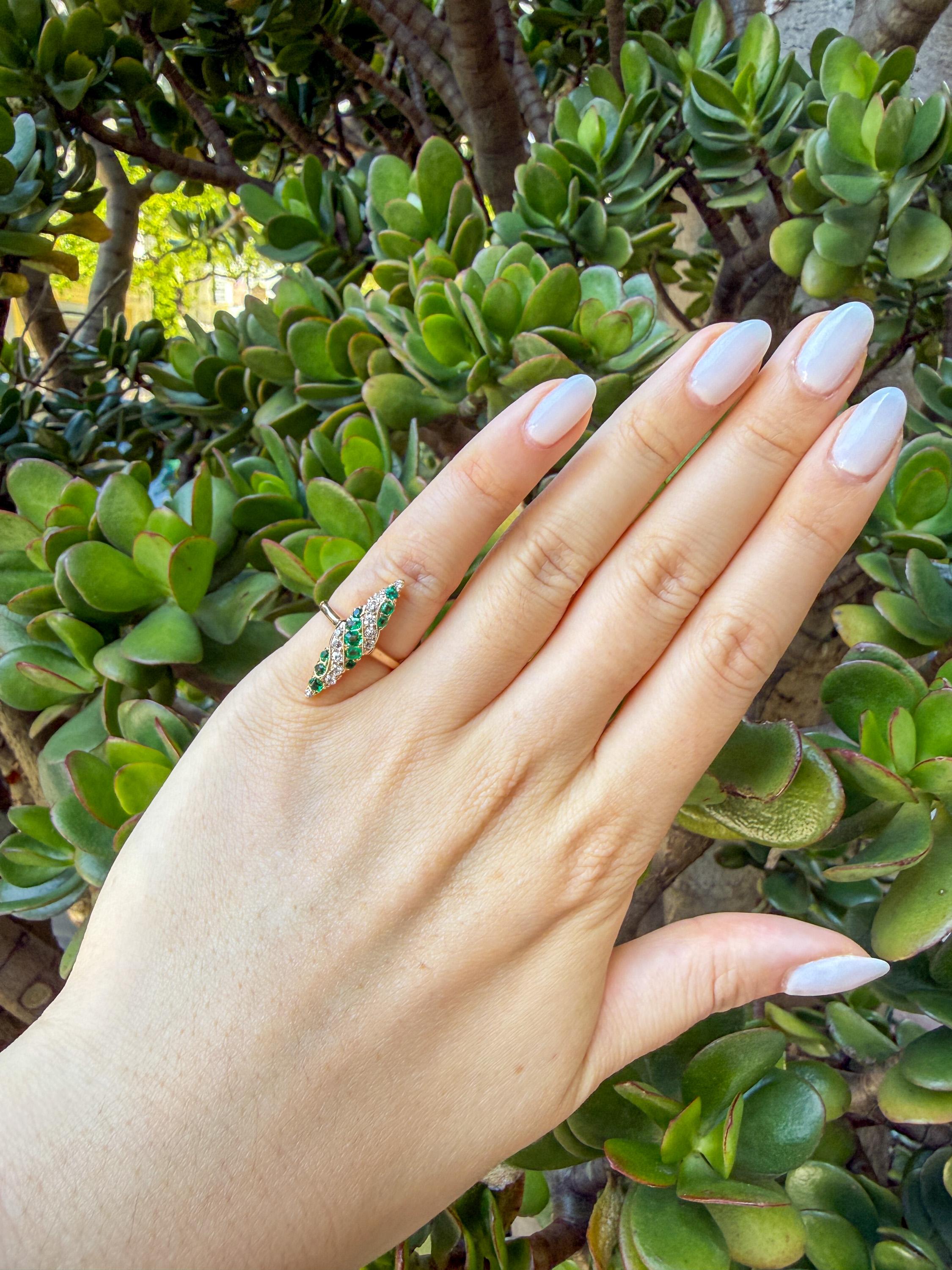 Victorian Emerald & Diamond Navette Ring