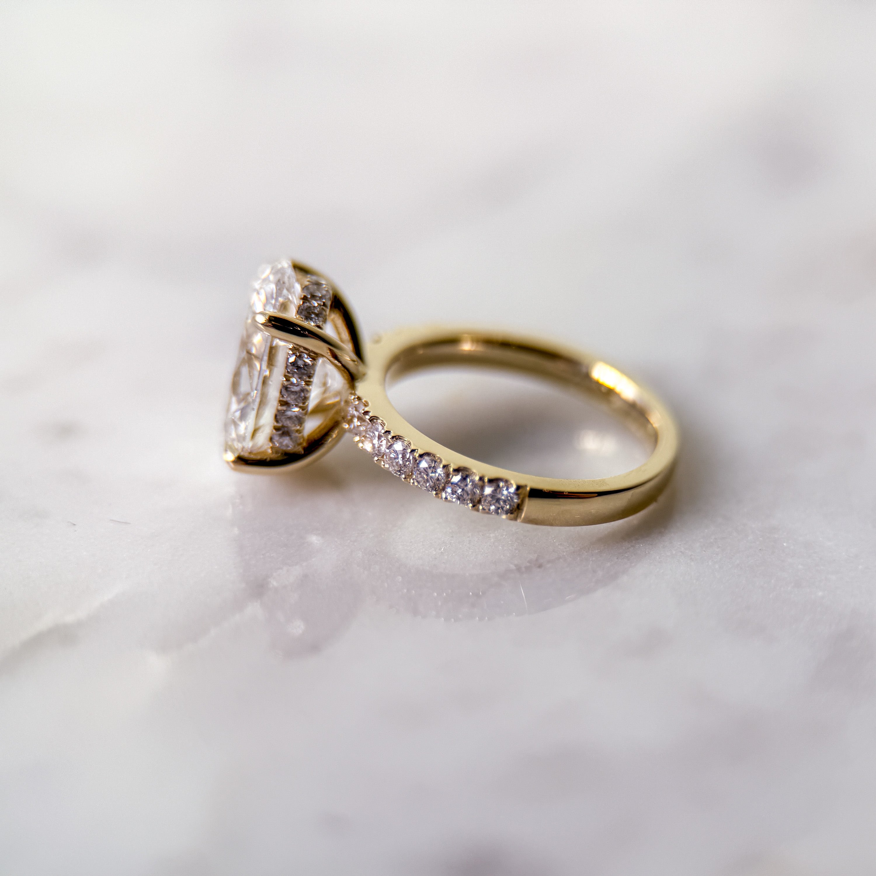 3 CT Oval Solitaire Hidden Halo Lab Grown Diamond Ring