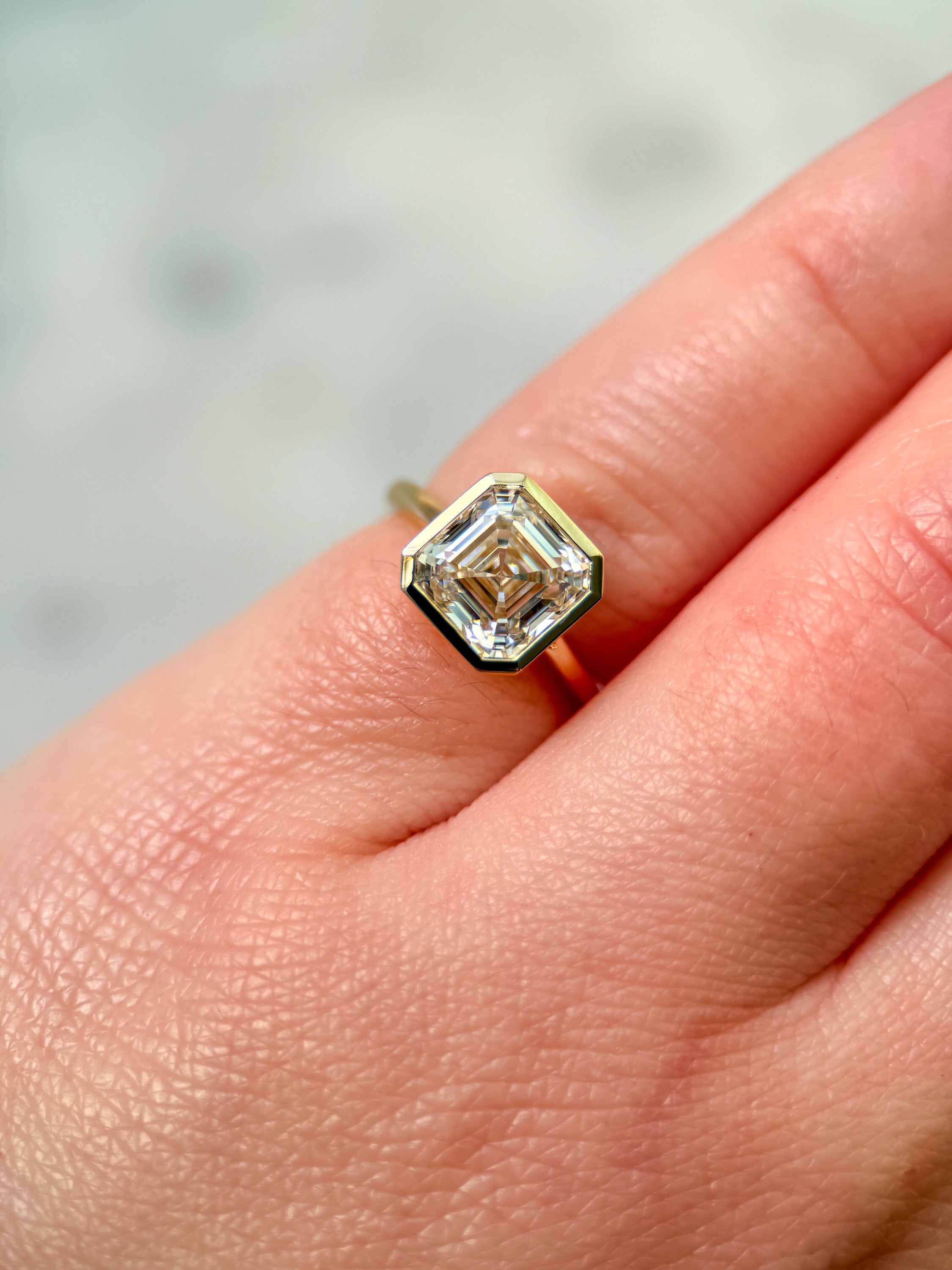 3ct Asscher Cut Lab Grown Diamond Bezel Ring
