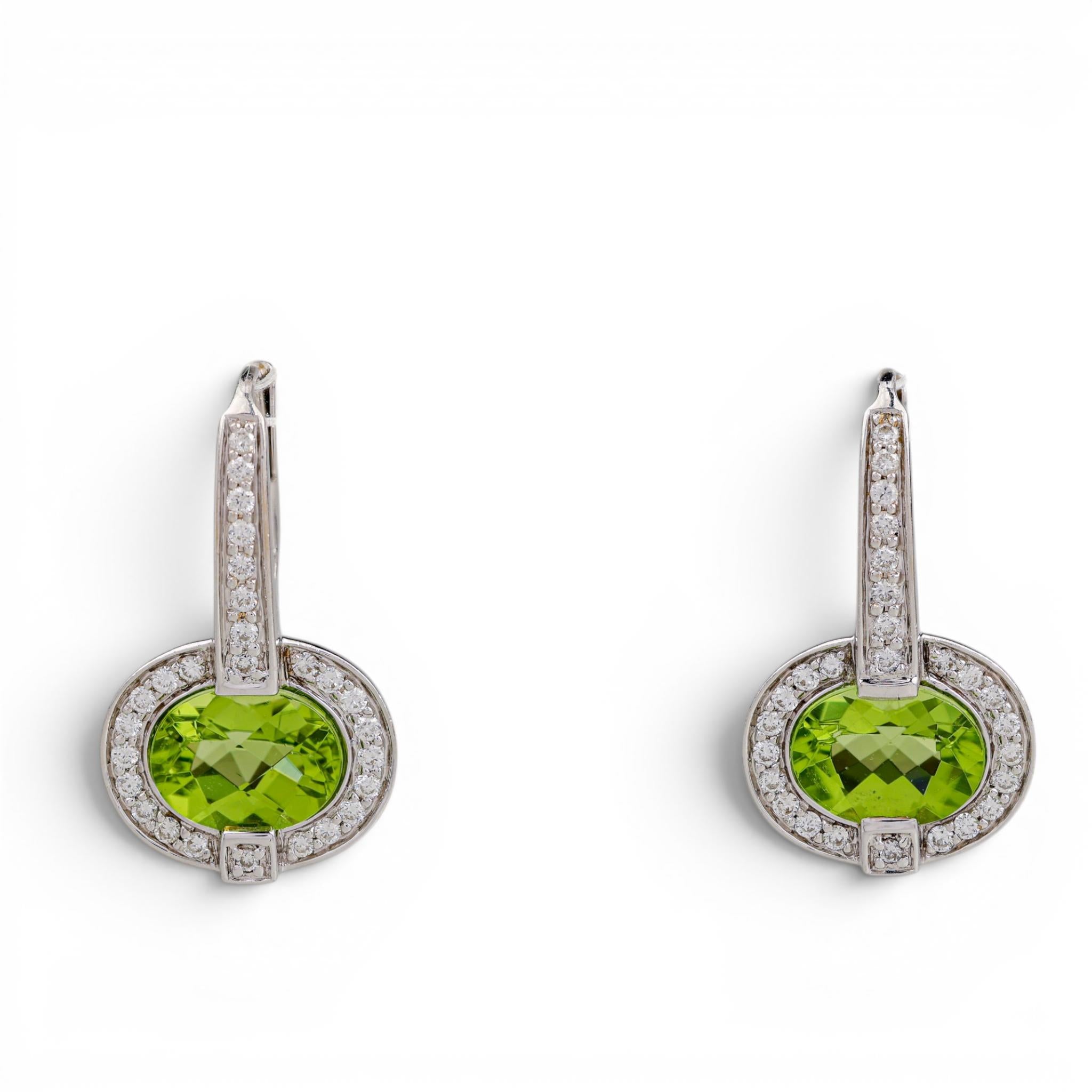 Frederic Sage 18K Peridot and Diamond Drop Earrings