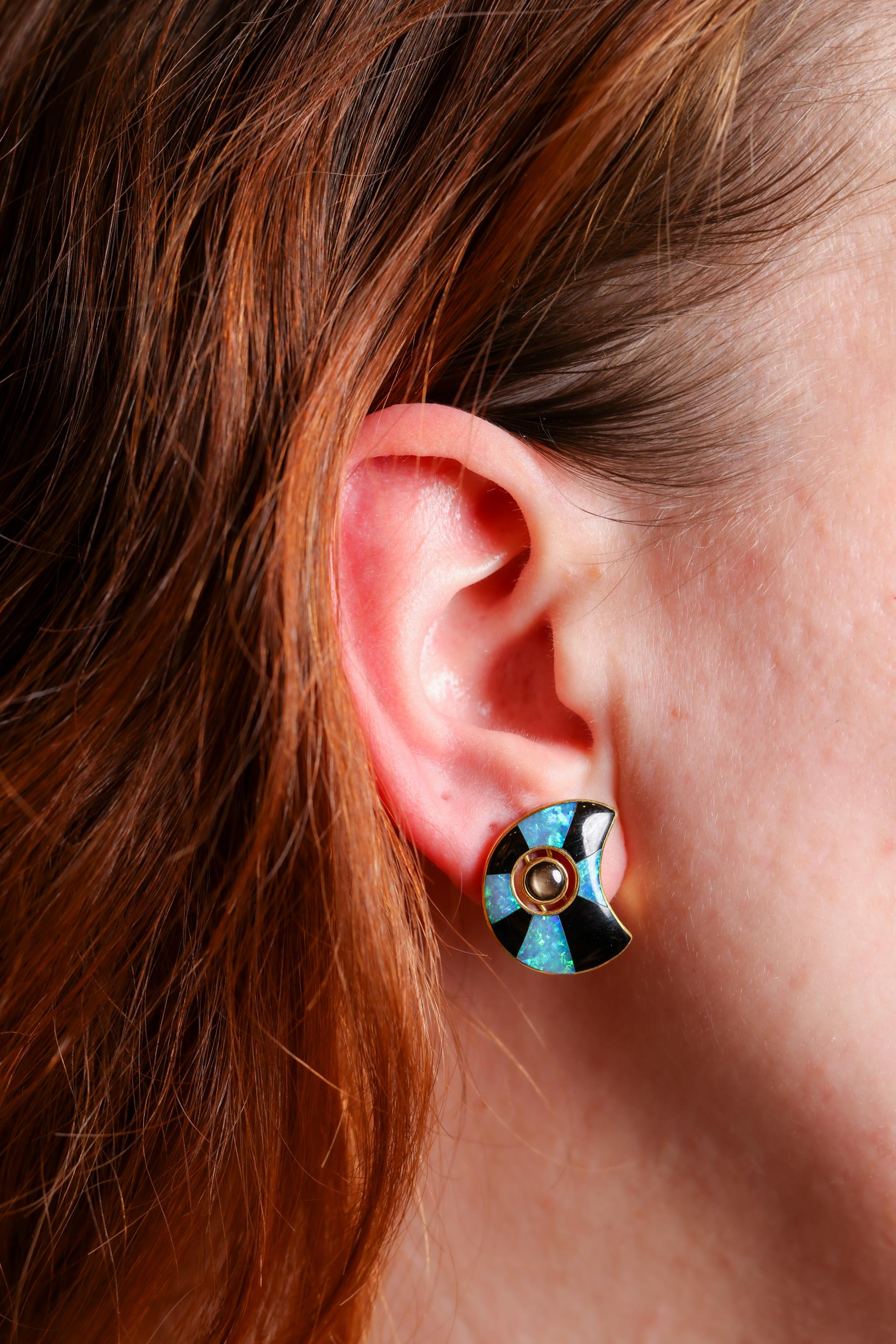 Opal & Star Sapphire Inlay Earrings