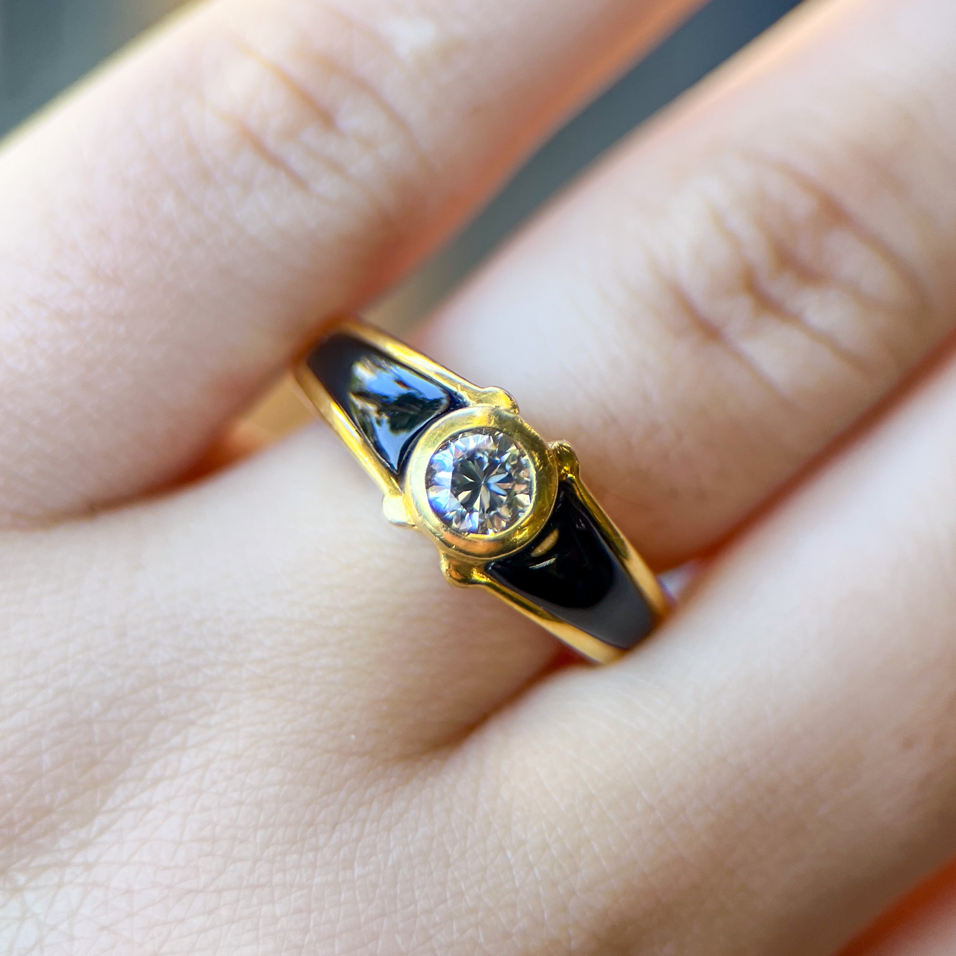 Fred Paris Diamond & Onyx Ring