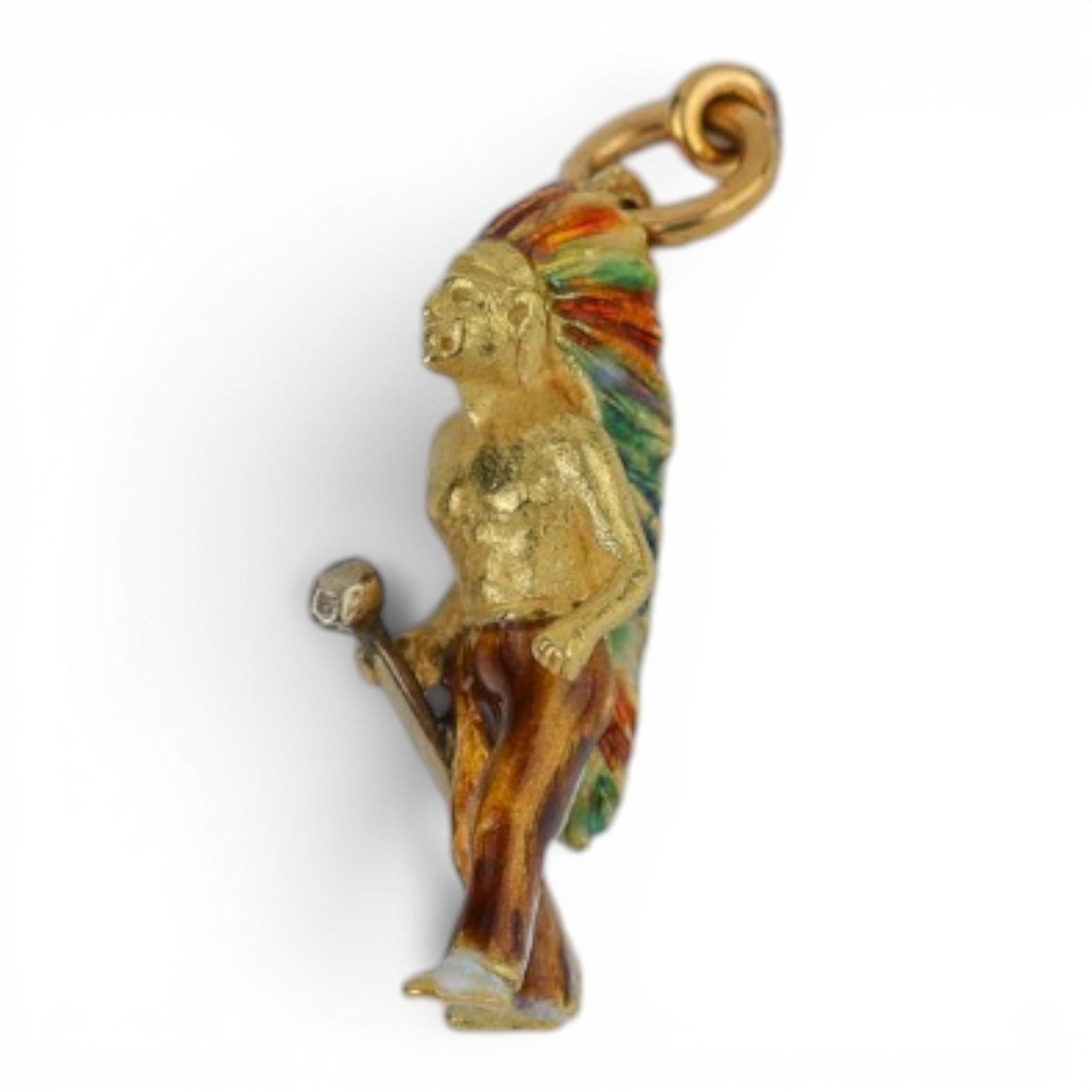 French 18K Platinum Native American Charm