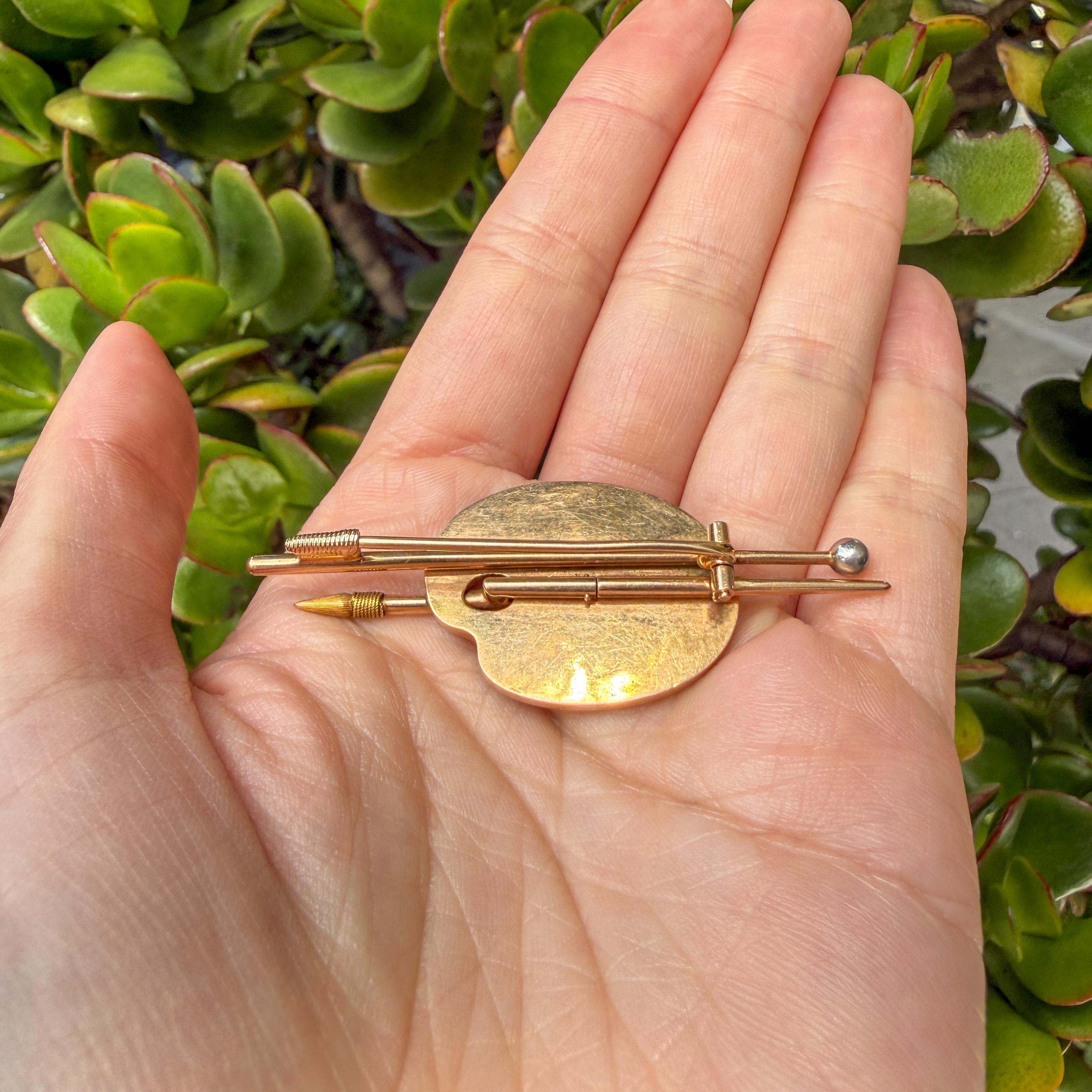 Victorian Gold Quartz Artist's Palette Brooch
